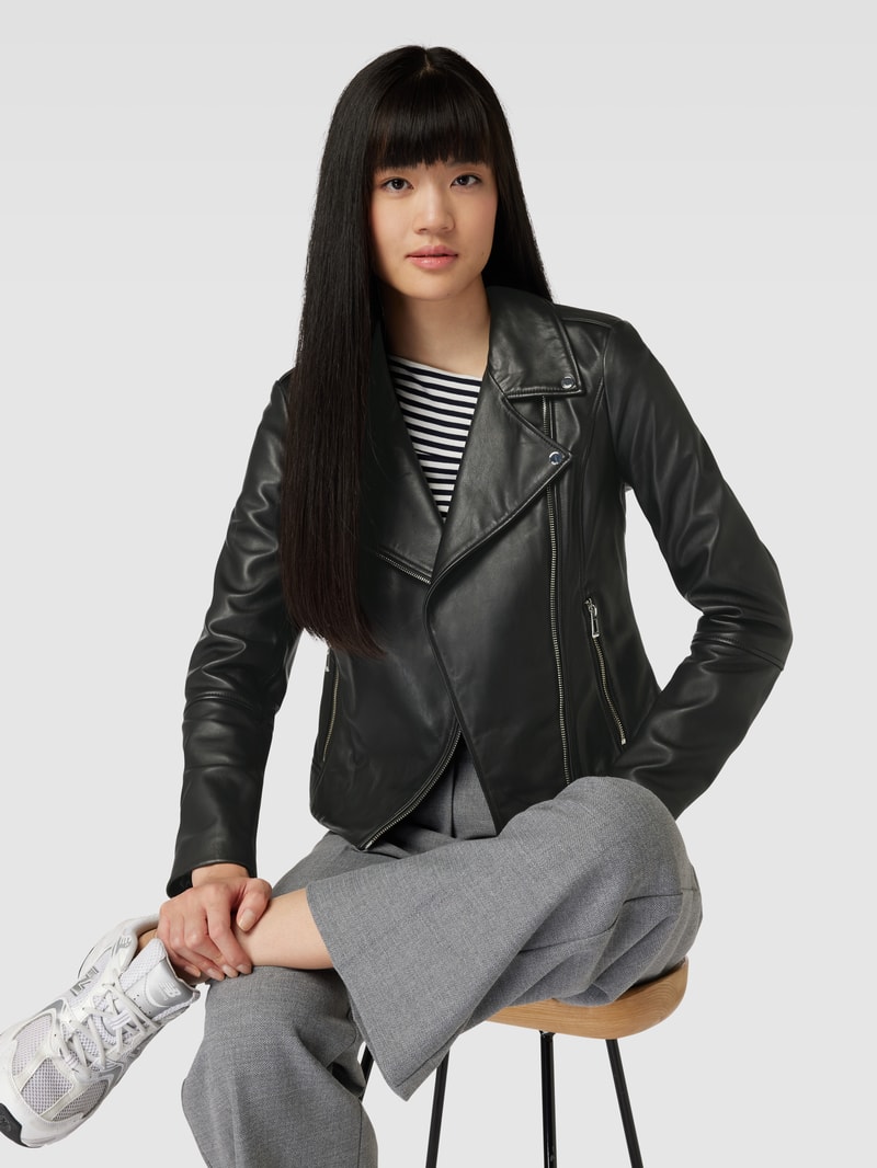Lederjacke aus Lammleder mit Label-Details Modell 'LARELLA' in schwarz