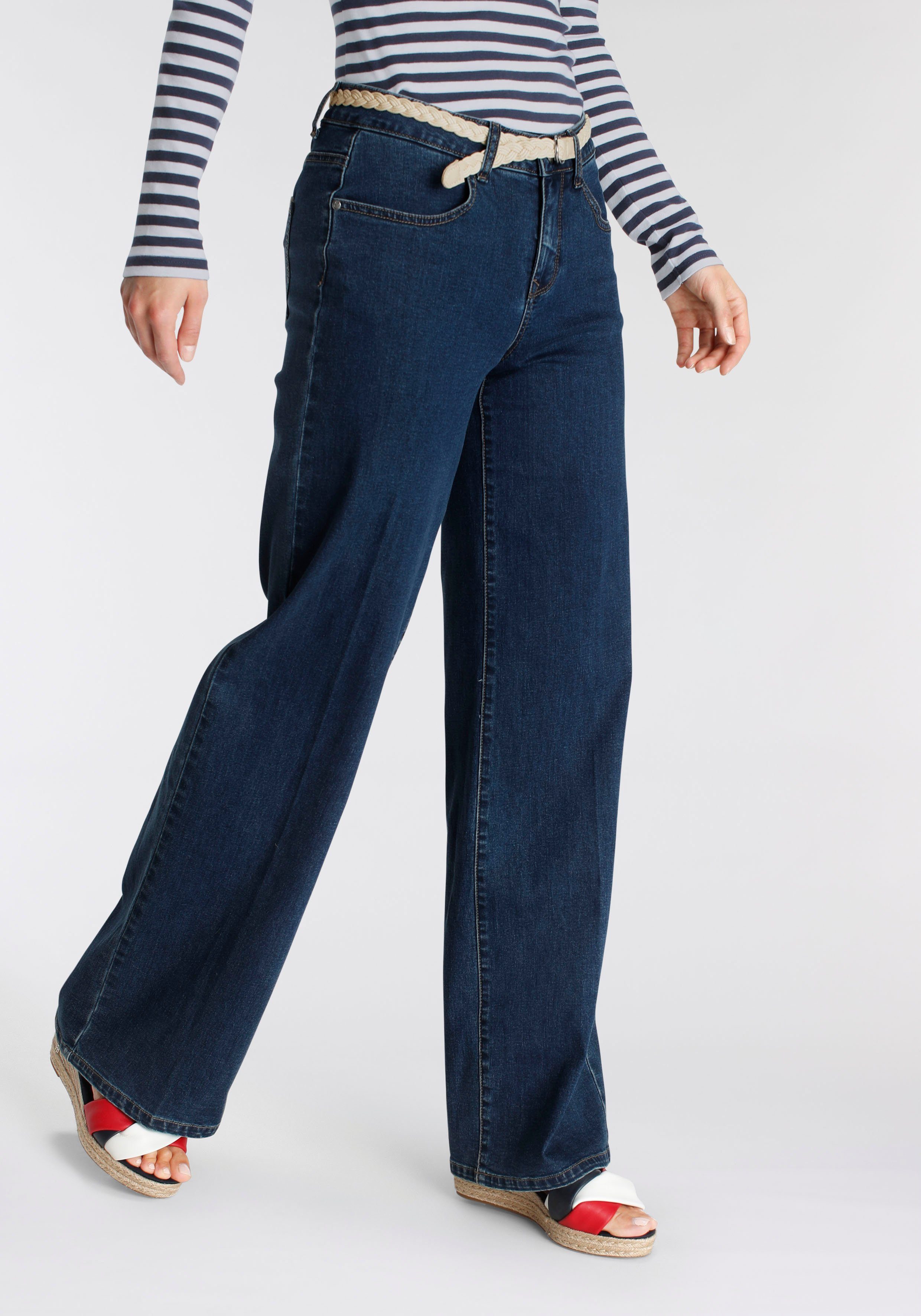 DELMAO Weite Jeans (Set, 2-tlg., mit Gürtel) mit modischem Flechtgürtel ---NEUE MARKE!