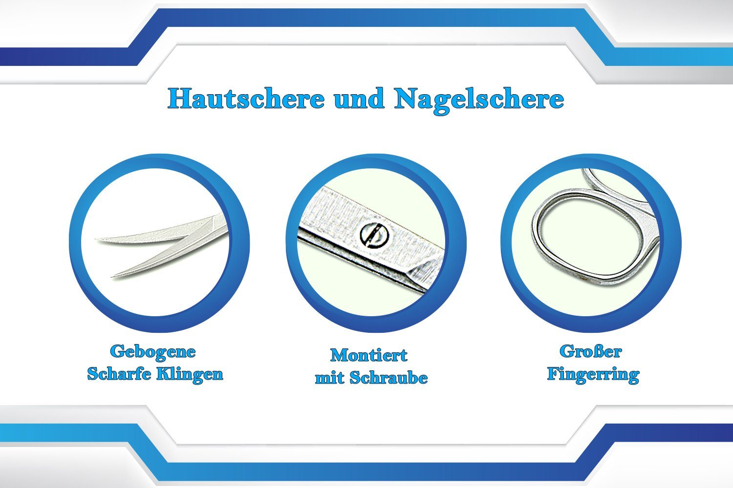 SMI Nagelschere Nagelhautschere Gebogen Hautschere Nagelschere Maniküre Schere + Etui