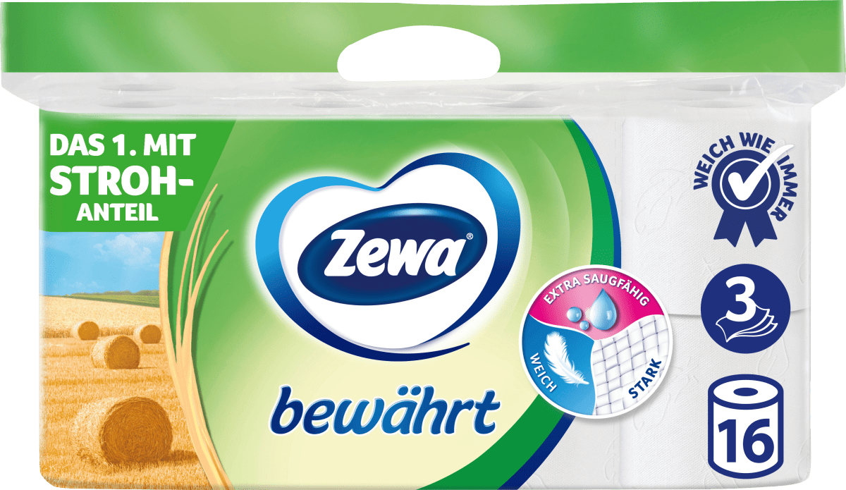 Toilettenpapier bewährt 3-lagig (16x150 Blatt), 16 St