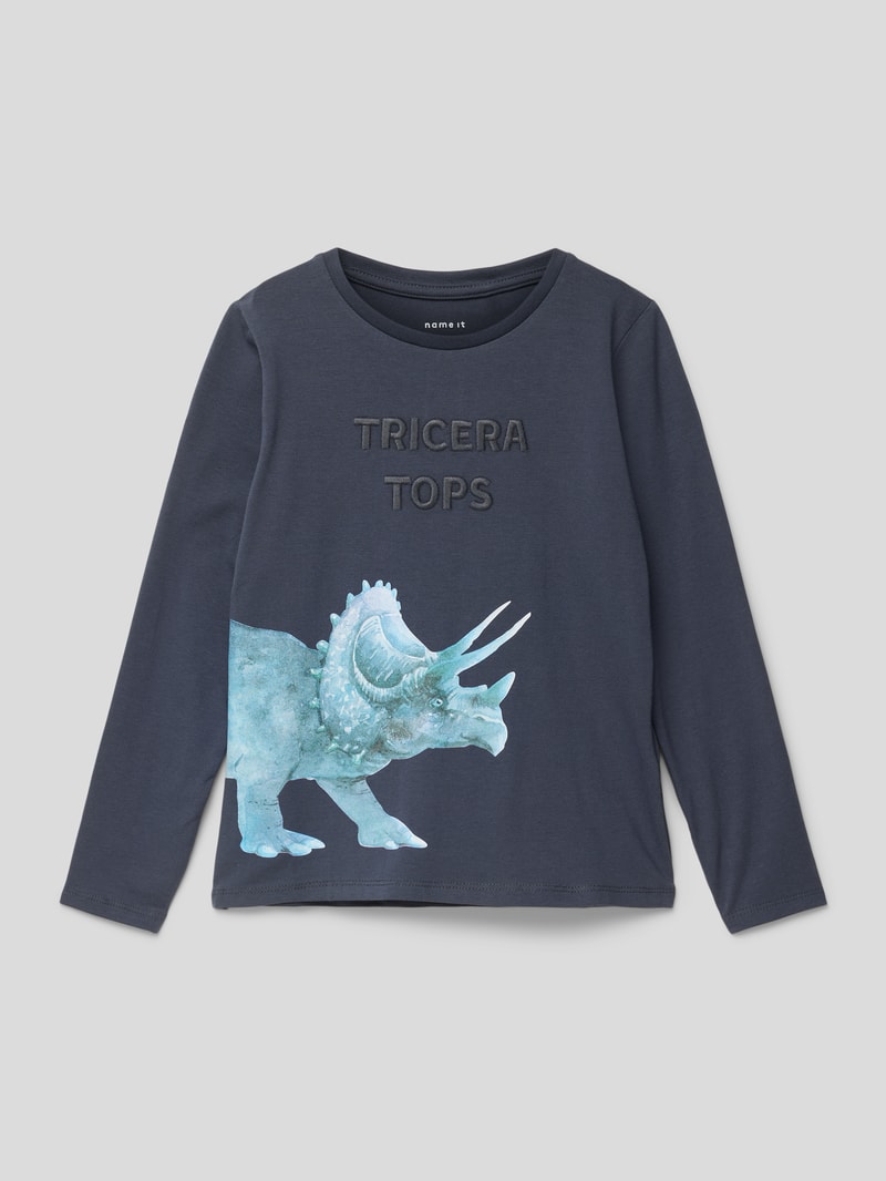 Pullover mit Motiv-Print in blau