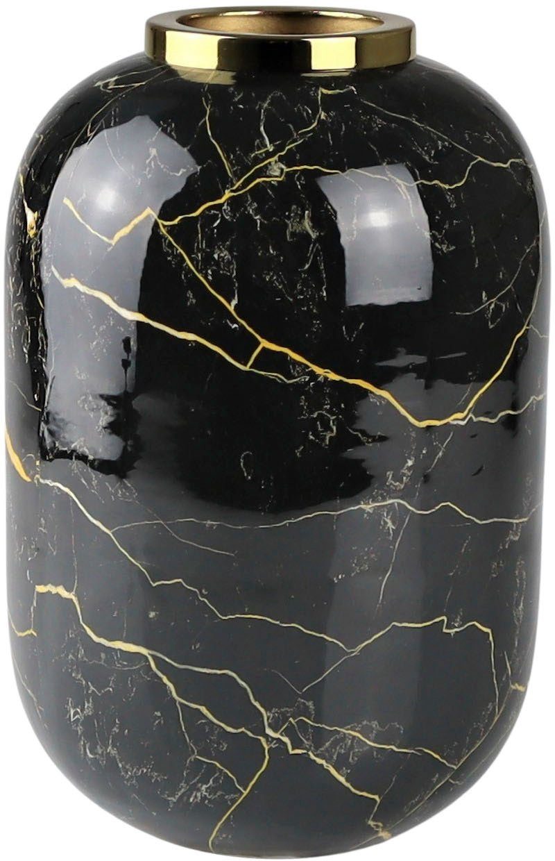 Guido Maria Kretschmer Home&Living Tischvase Tallie, in Marmoroptik (1 St), Dekovase aus Metall, Höhe ca. 25 cm