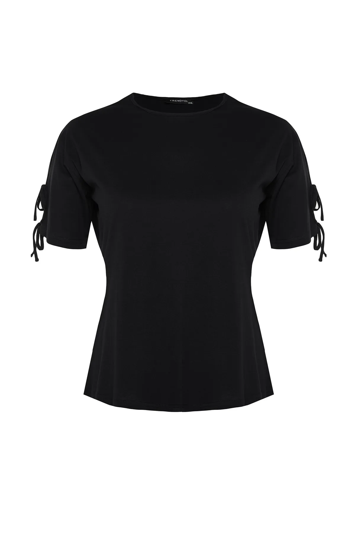 Trendyol Curve  Schwarzes, detailliertes Strick-T-Shirt mit Ärmeln TBSSS22TS2291