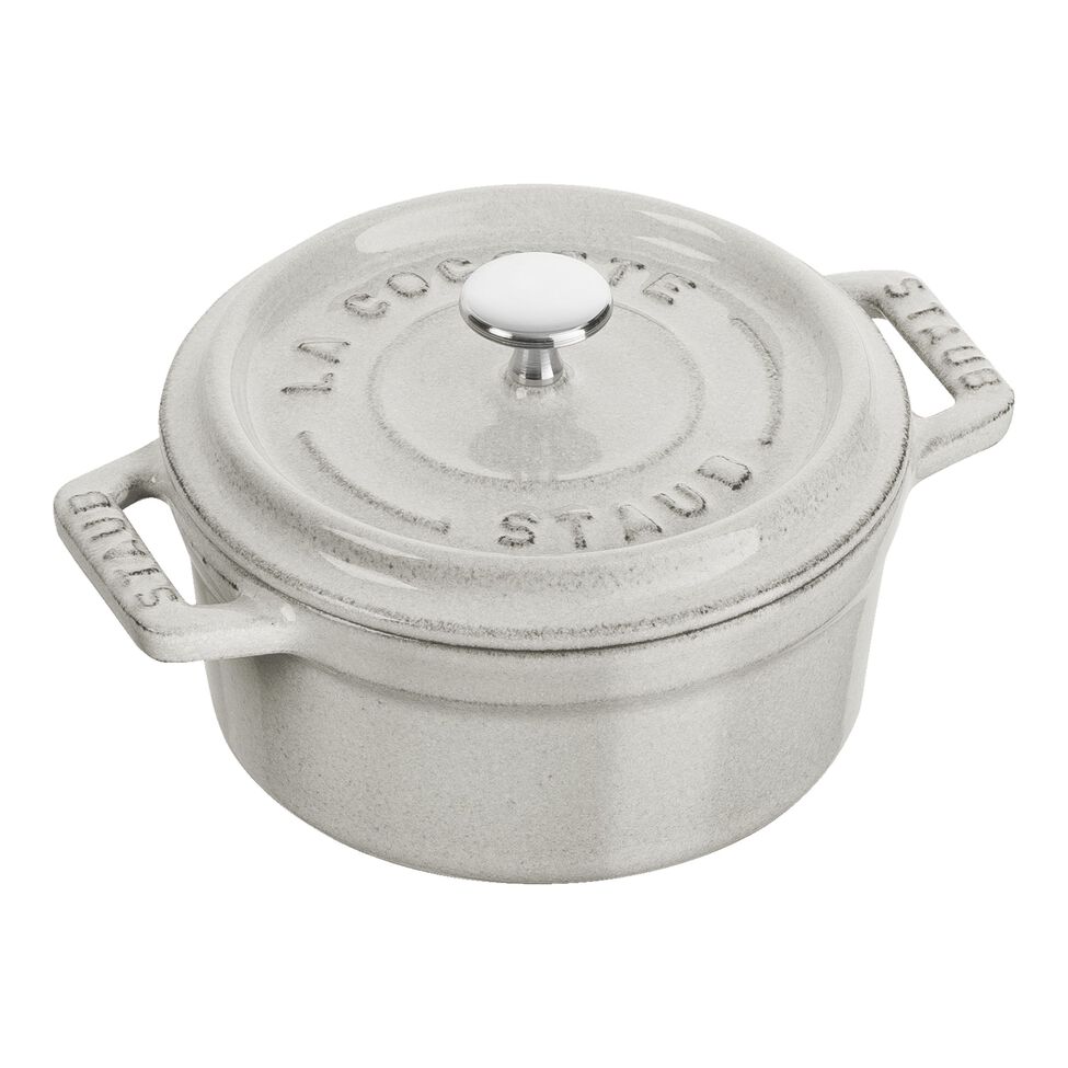 Mini Cocotte 10 cm, rund, Weisser Trüffel, Gusseisen