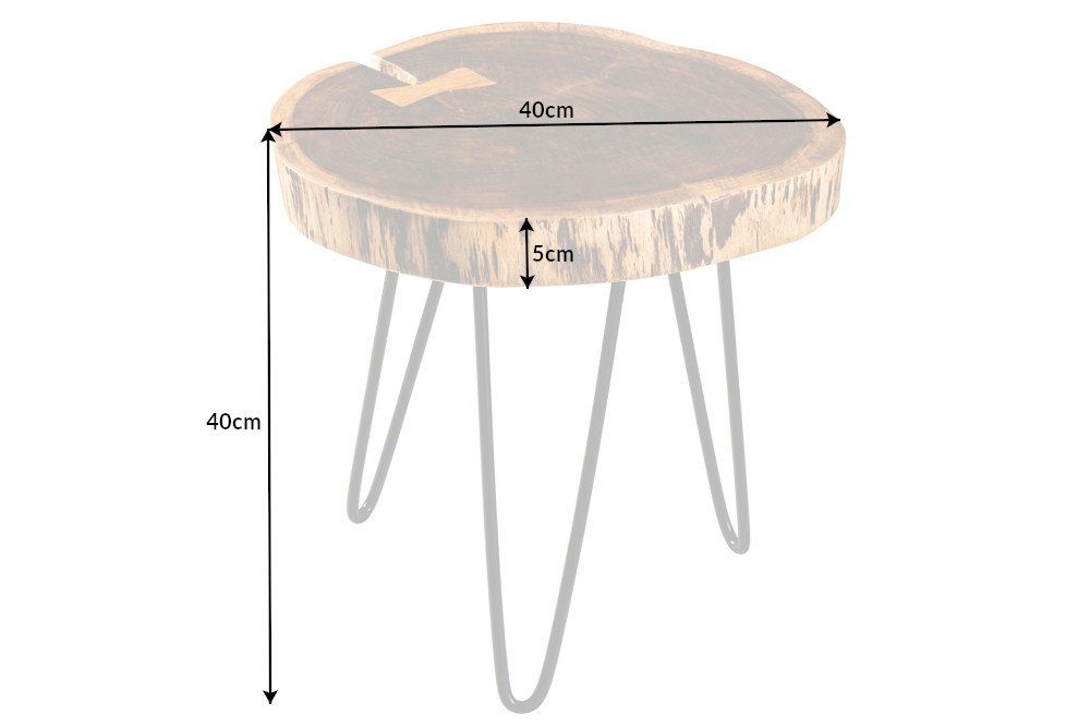 riess-ambiente Beistelltisch GOA 40cm natur / schwarz (1-St), Massivholz · Metall · rund · Baumscheibe · Wohnzimmer · Industrial