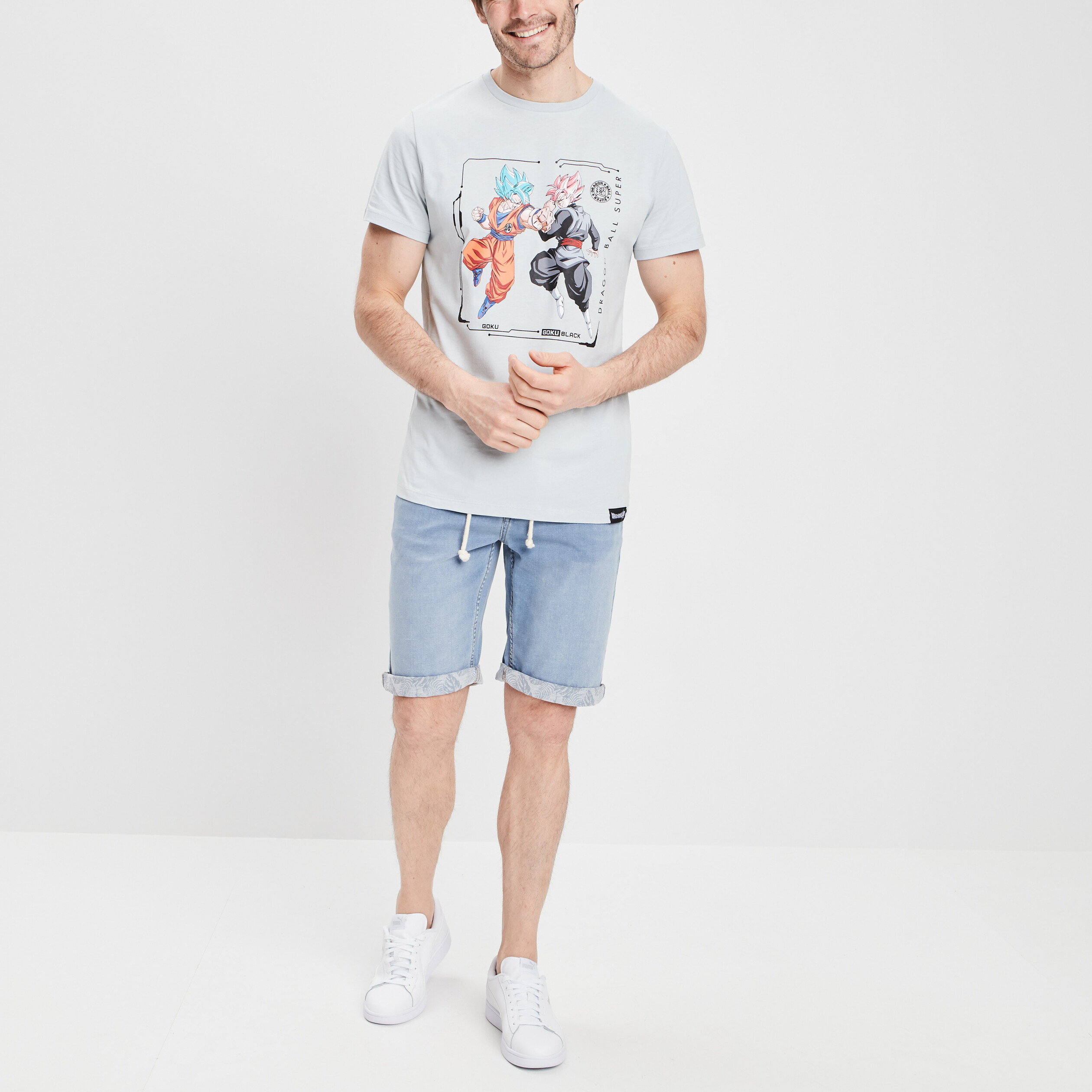 Bermuda straight en jean denim bleach homme | La Halle
