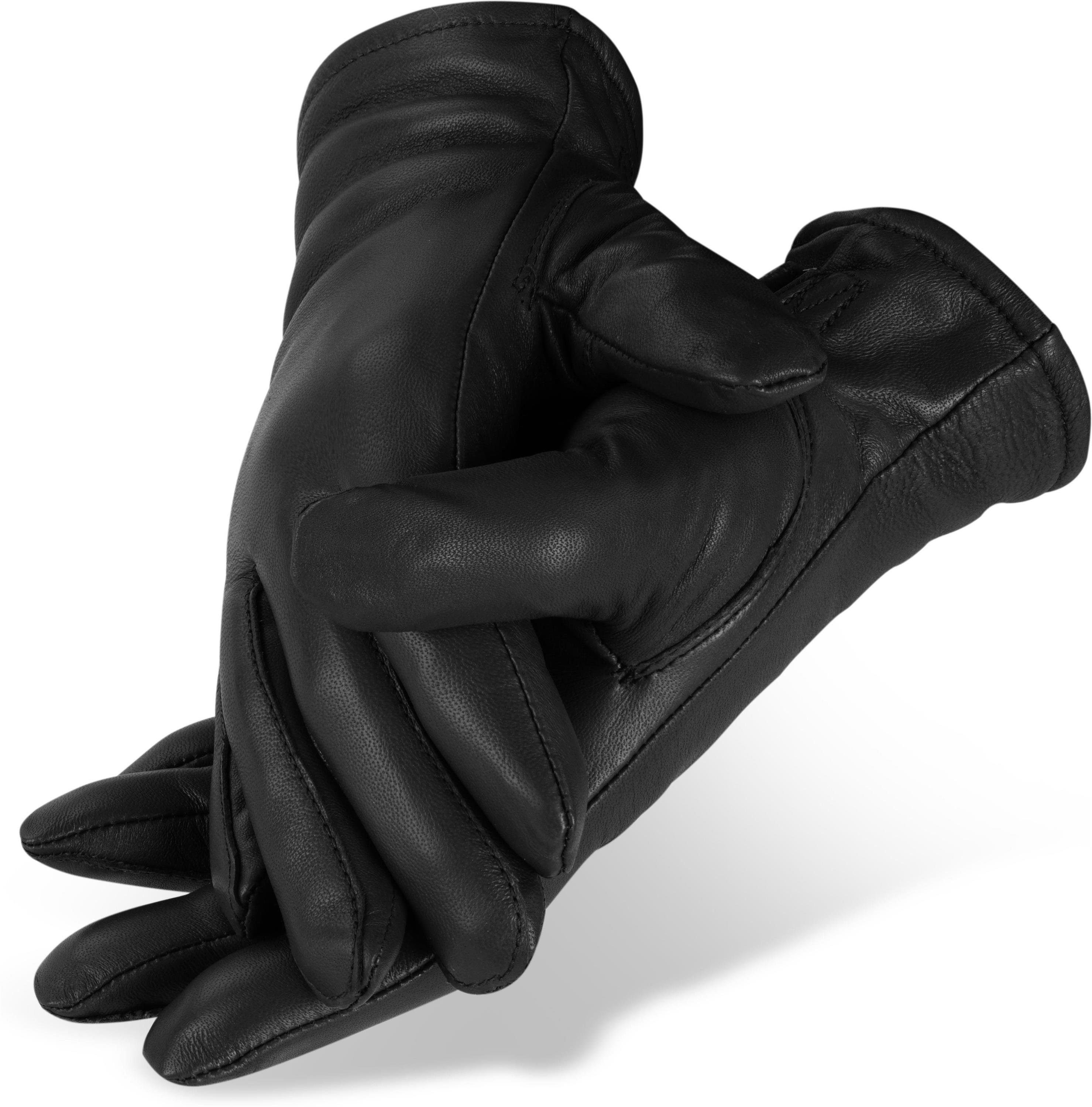 normani Multisporthandschuhe Bundeswehr Lederhandschuhe BW gefütterte Echtlederhandschuhe für Damen und Herren mit Fleecefutter und Lederriemen am Handgelenk
