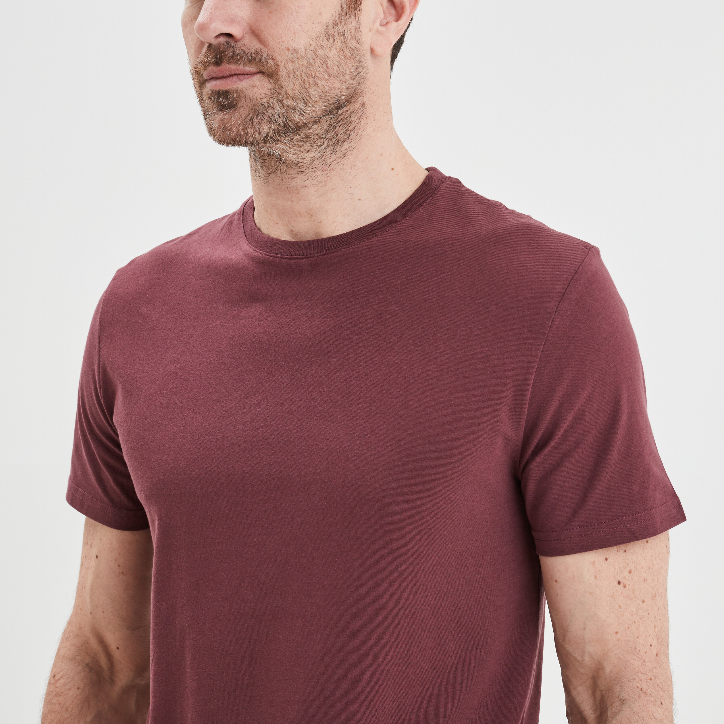 T-shirt en coton manches courtes prune homme | La Halle