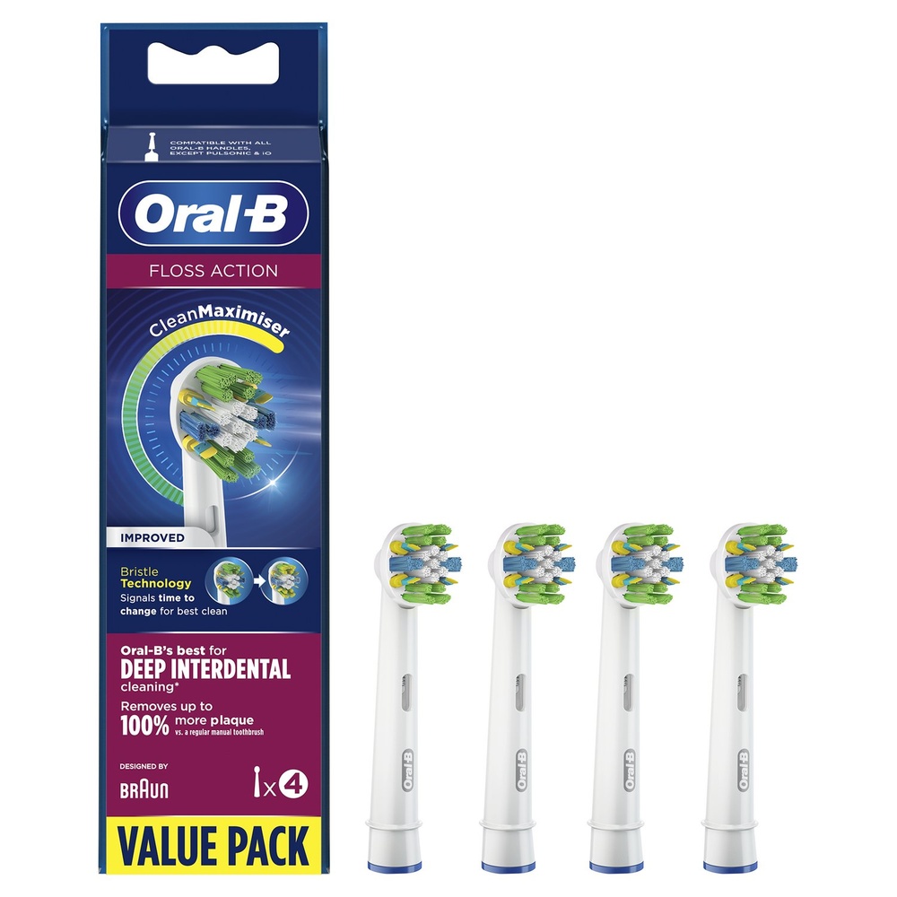 oral-b Oral-B FlossAction Brossette Avec CleanMaximiser, 4 Brossettes De Rechange