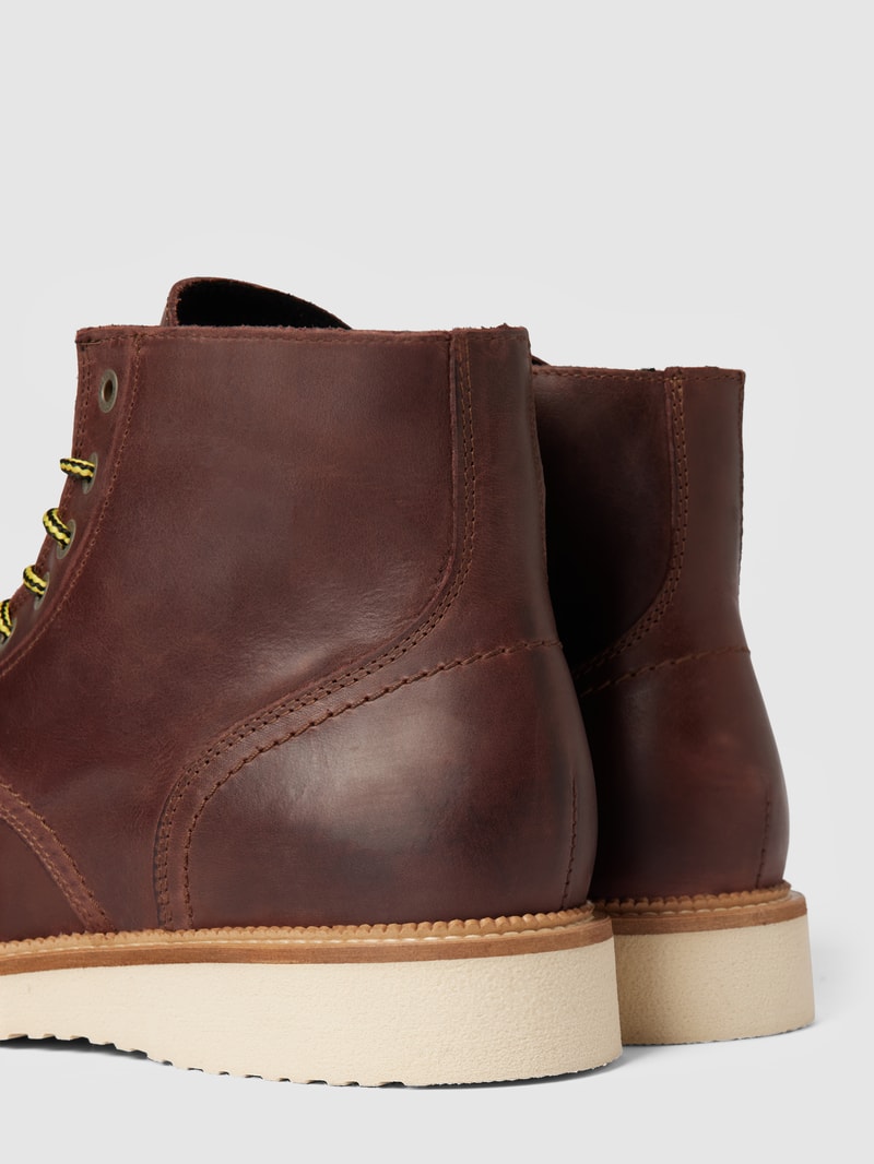 Boots mit Wulstnaht Modell 'SLHTEO NEW LEATHER' in mittelbraun