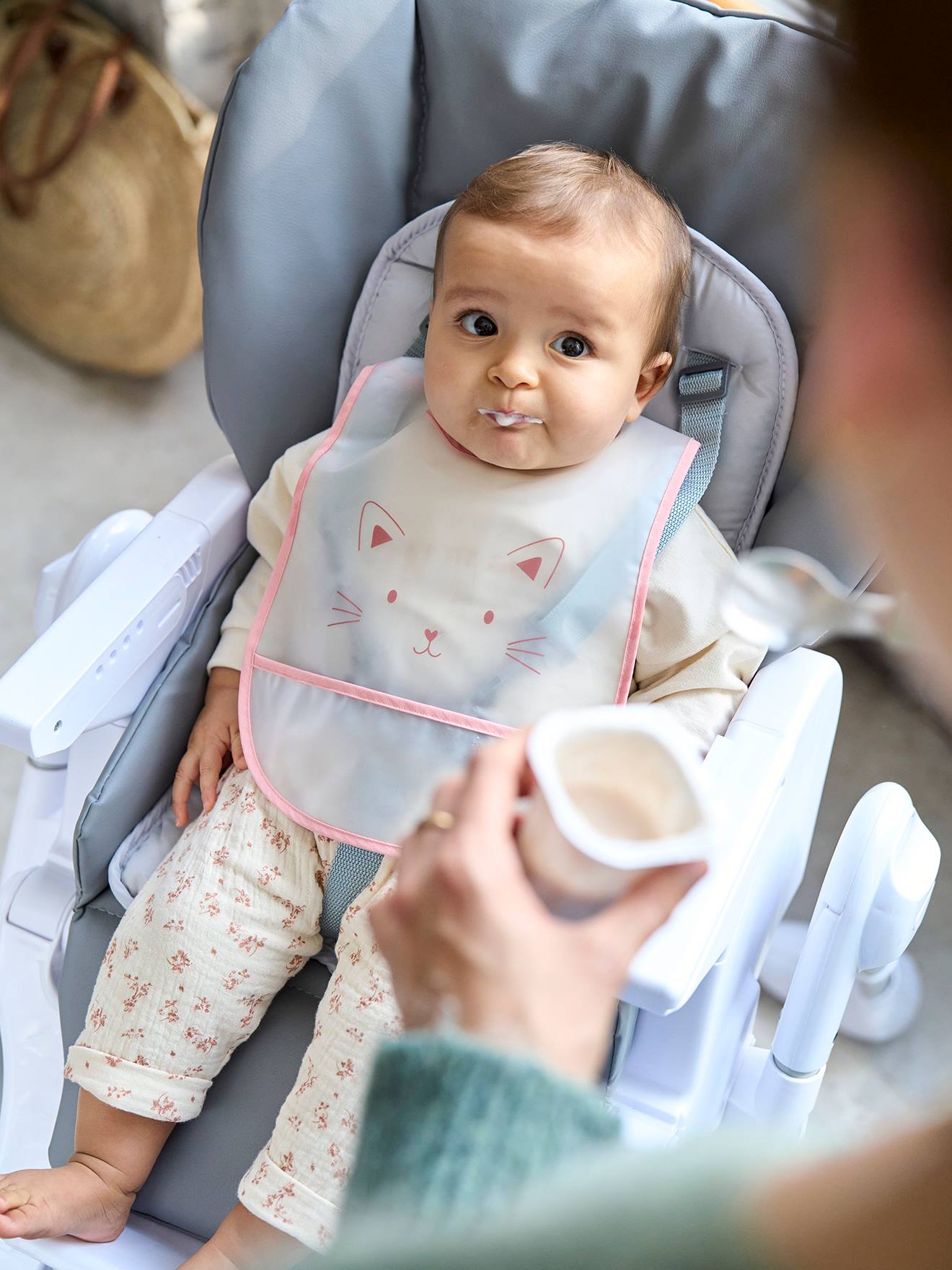 Vertbaudet 3er-Pack Baby Lätzchen mit Auffangschale - pfirsich