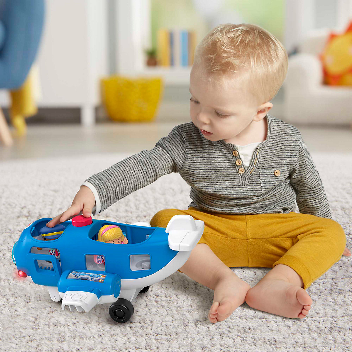 Fisher-Price Little People Flugzeug Spielzeug mit Figuren, Lernspielzeug