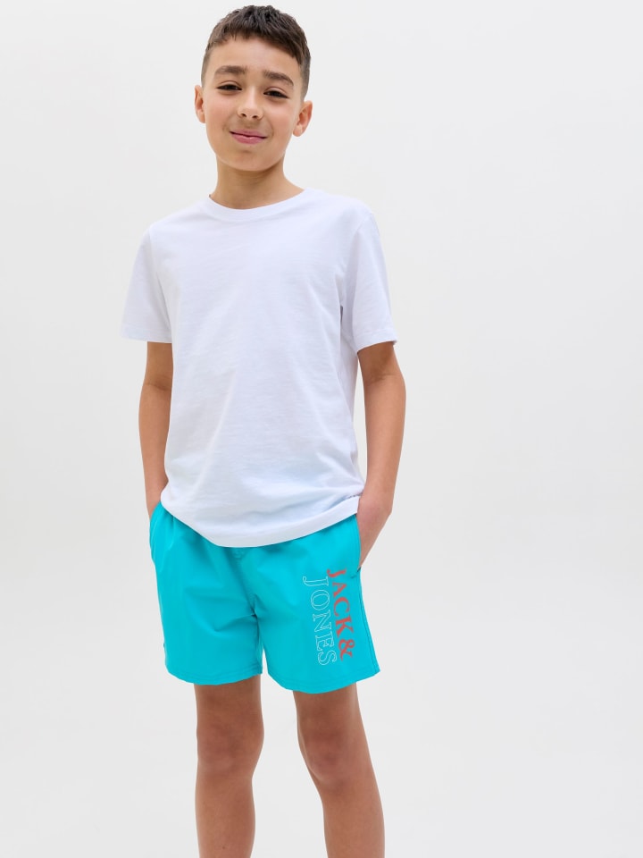 JACK & JONES Junior Badeshorts  JPSTMAUI JJSWIM DOUBLE LOGO JNR in scuba blue günstig kaufen 140