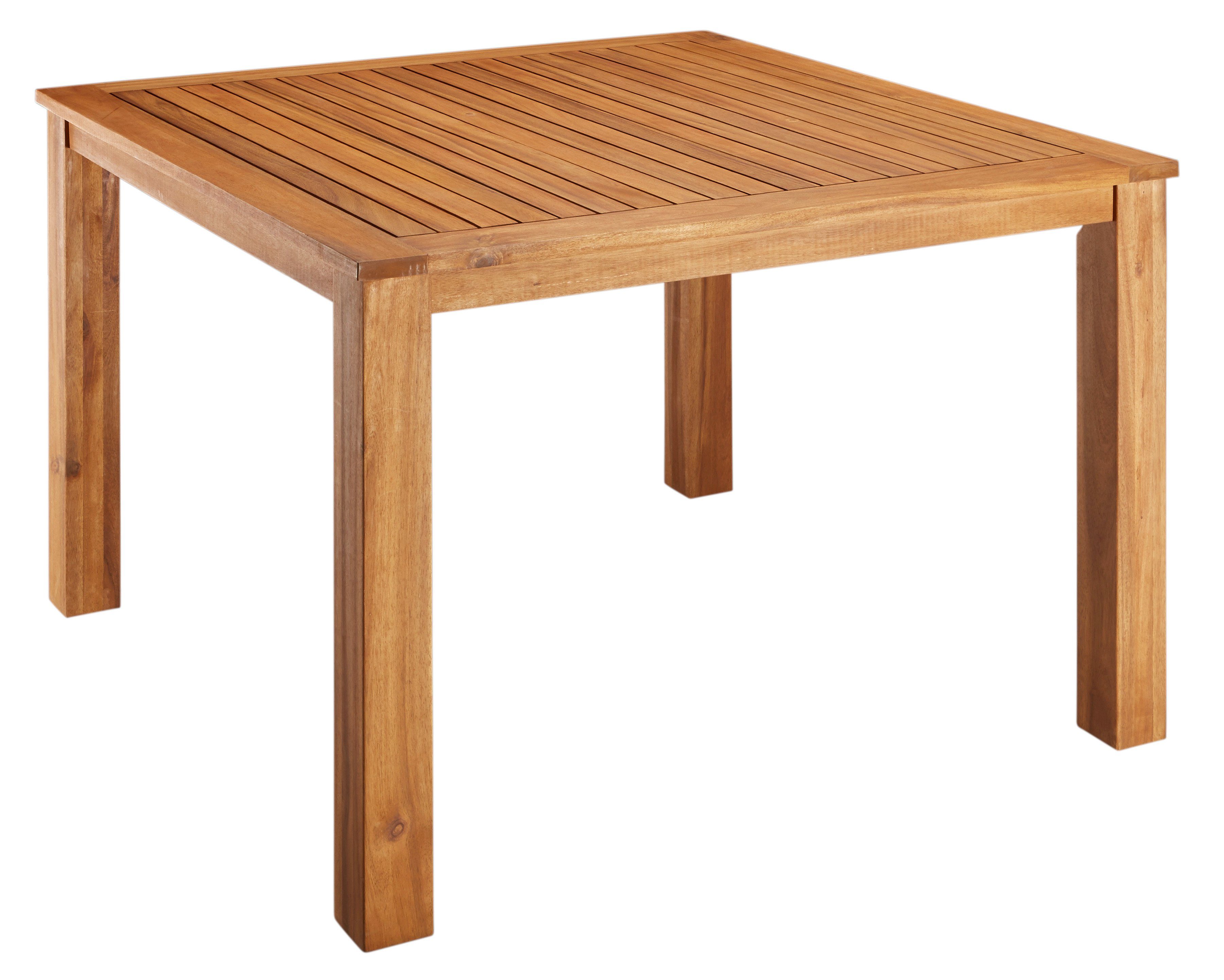 MERXX Garten-Essgruppe Toskana, (9-tlg), 4 Sessel, Tisch 110x110x75 cm, Polyrattan/Akazie