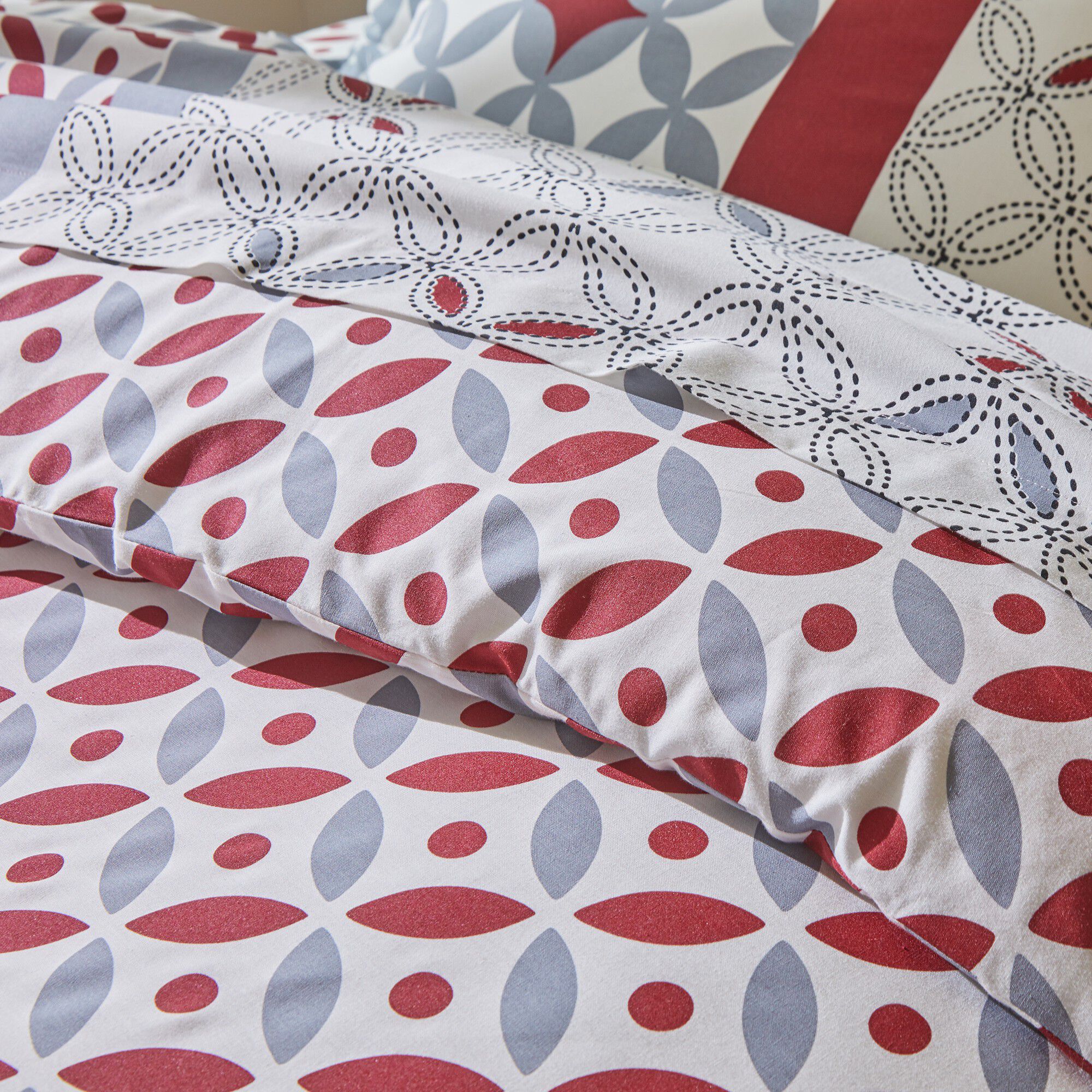 Linge de lit Marlow en coton à motifs géométriques
