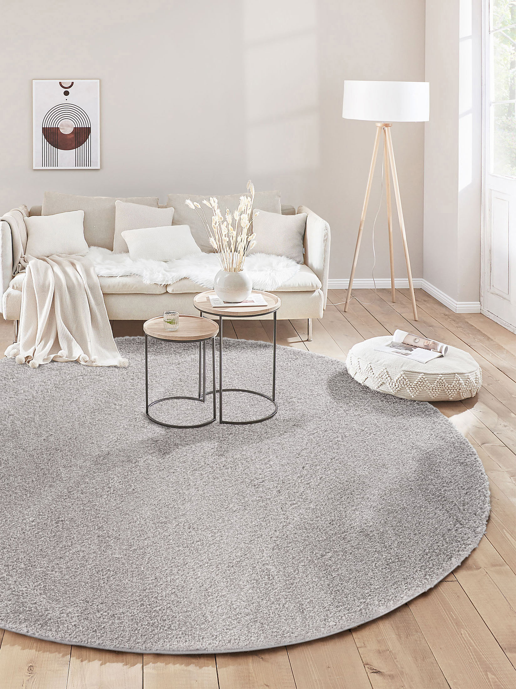 Lounge Hochflor-Teppich, Hellgrau