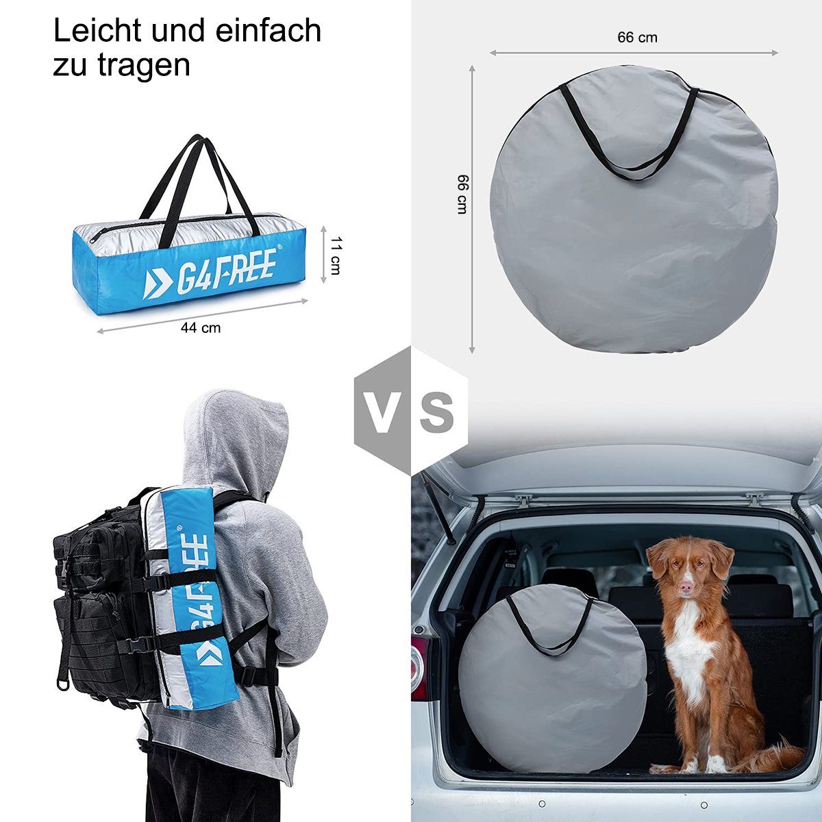 G4Free Strandmuschel, Personen: 4 (1 tlg), Tragbares Strandzelt mit UV 50+