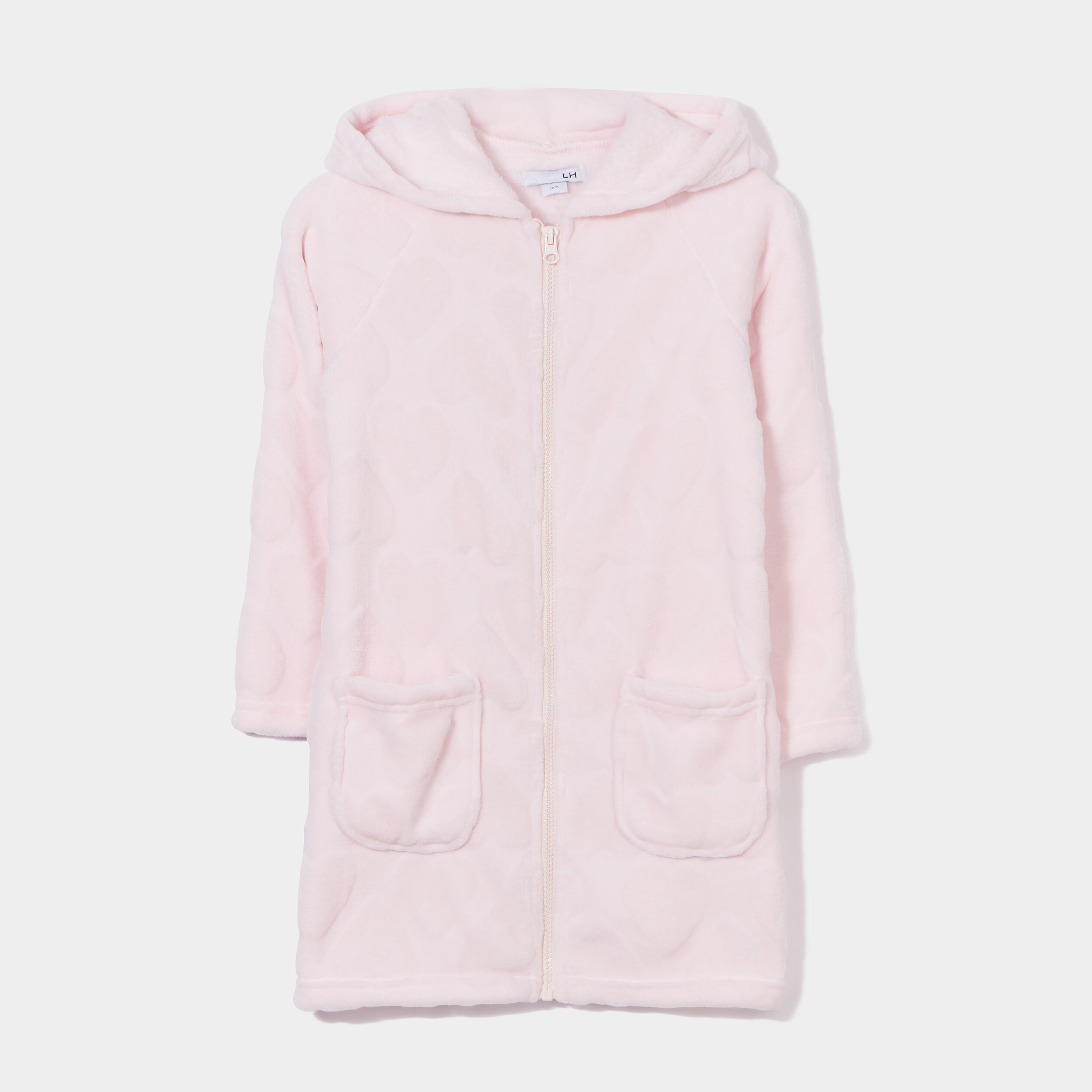 Peignoir pilou zippé à capuche rose clair fille | La Halle