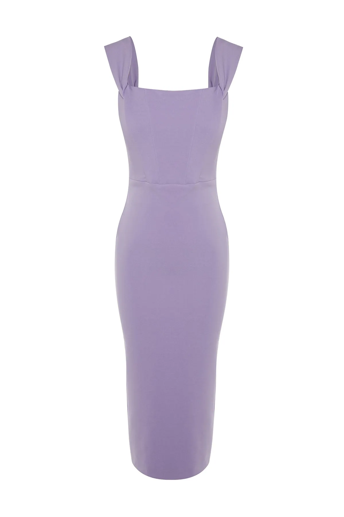 Trendyol Collection  Fliederfarbenes, figurbetontes, gefüttertes Abendkleid aus Webstoff TPRSS22EL00097
