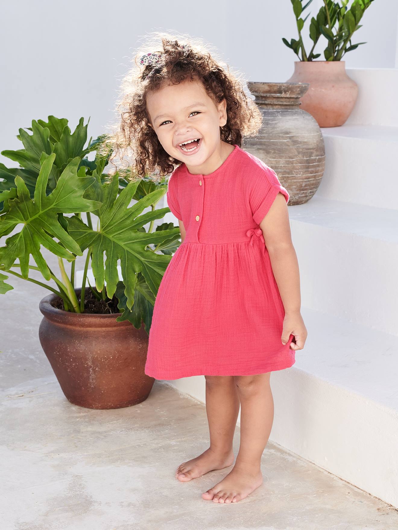 Robe bébé en gaze de coton vert
