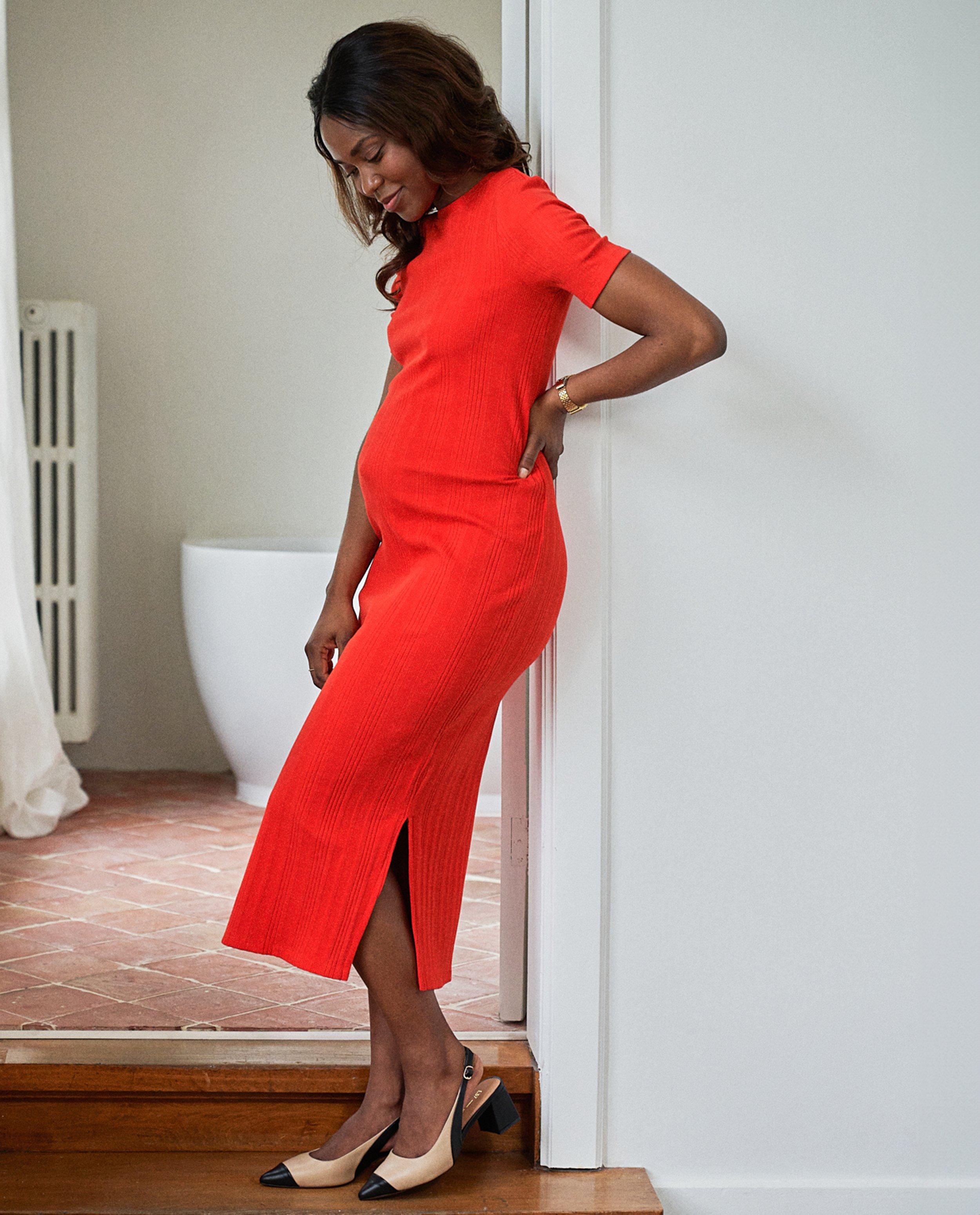 Rochie Atelier Maman Maternity cu nervuri fine roșii