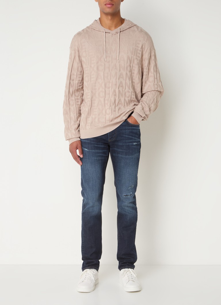 Felpa con cappuccio Armani Exchange in maglia fine con logo stampato