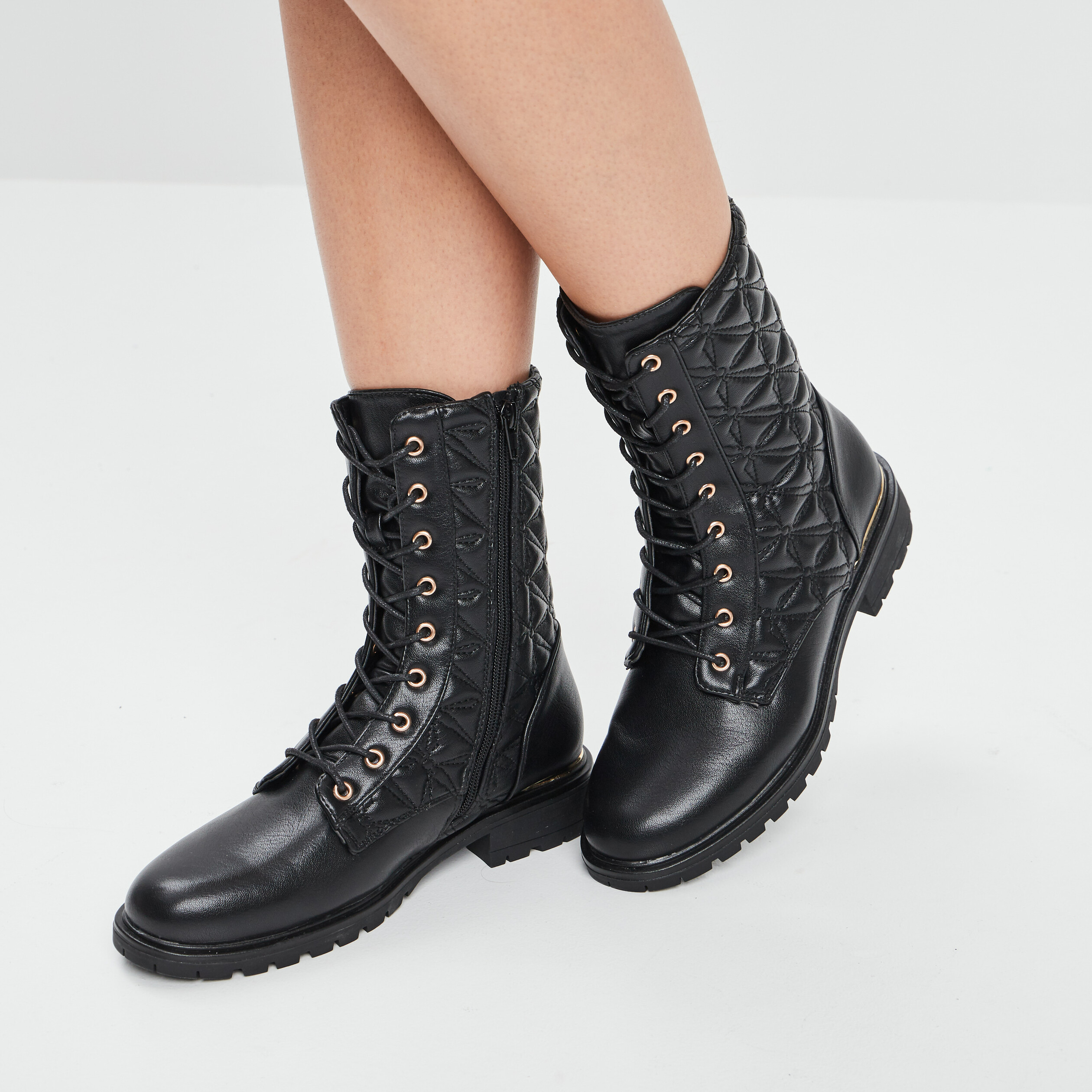 Bottines matelassées noir femme | La Halle