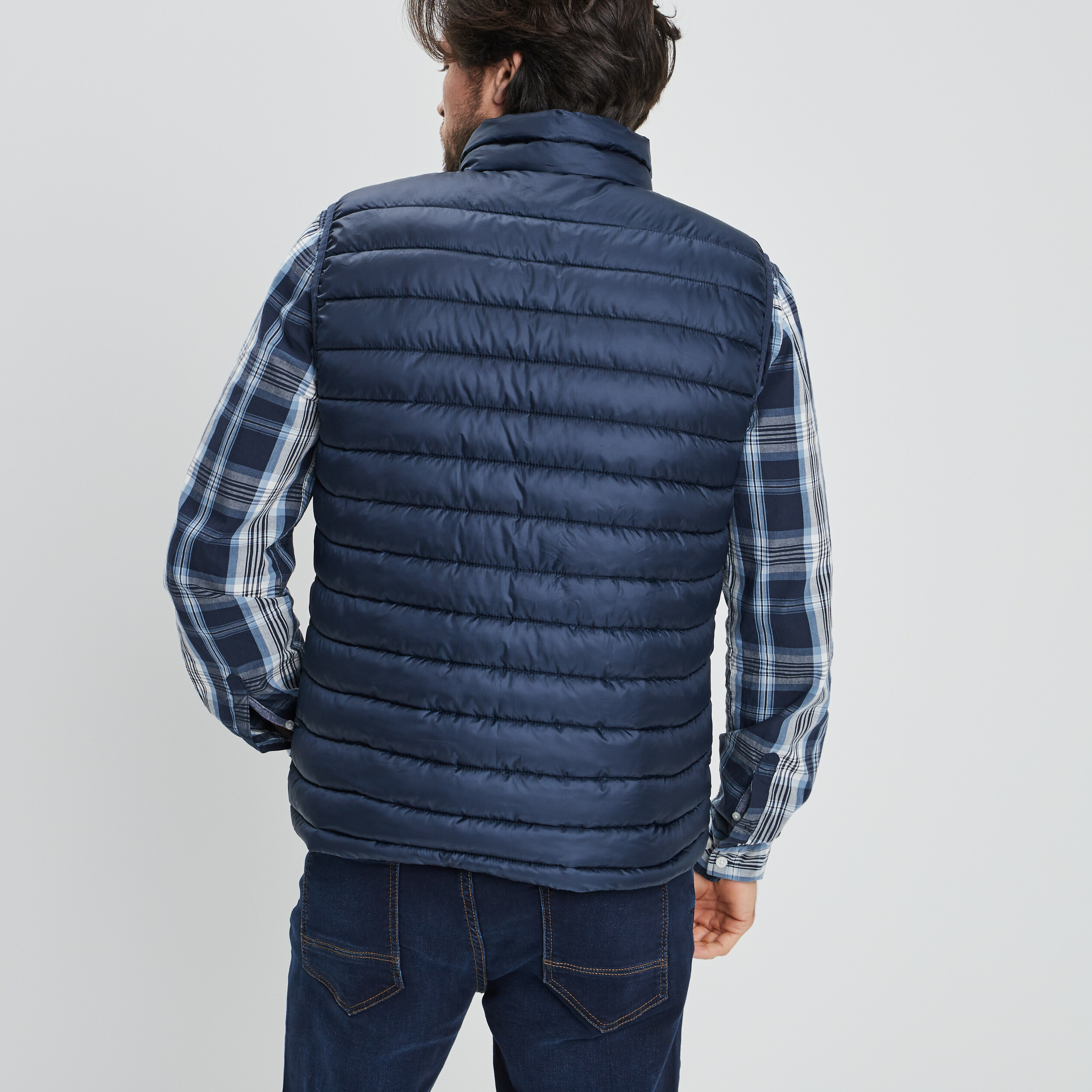 Doudoune légère zippée sans manches bleu marine homme | La Halle