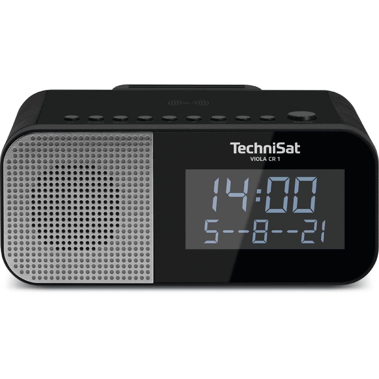 TechniSat VIOLA CR 1 D TechniSat Wireless Charging Display UKW-Radio Digitalradio (DAB) (DAB+ Digitalradio, Uhr- und Datumsanzeige, Zwei Radiowecktimer möglich)