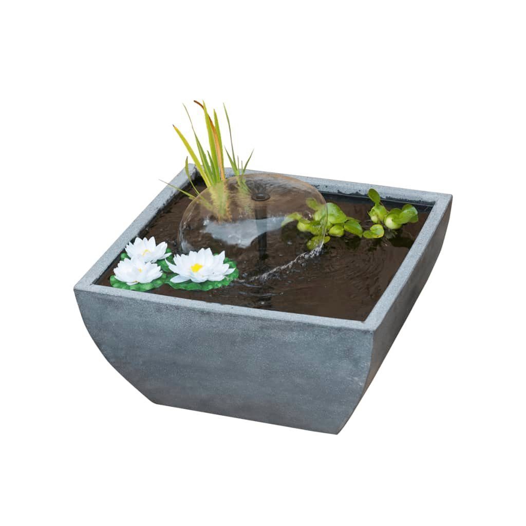 Ubbink Filterpumpe viereckiges Wasserbassin mit Pumpe und Seerosen grau 1387081