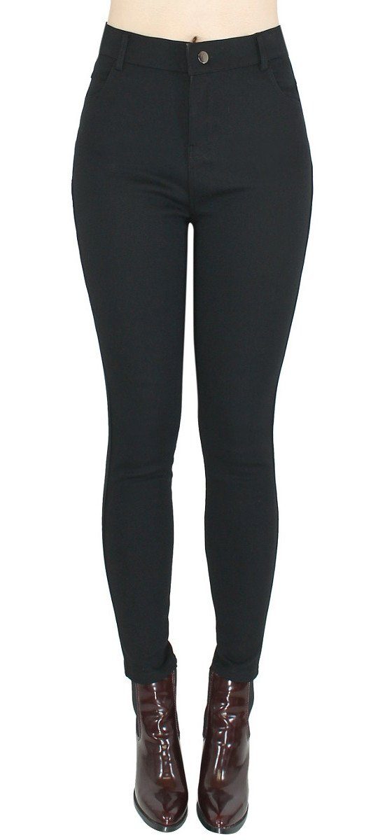 dy_mode Thermohose Damen Thermo Hose mit Innenfutter Jeggings Winter Jeans-Optik in Unifarbe, Middle Waist, Innenfutter