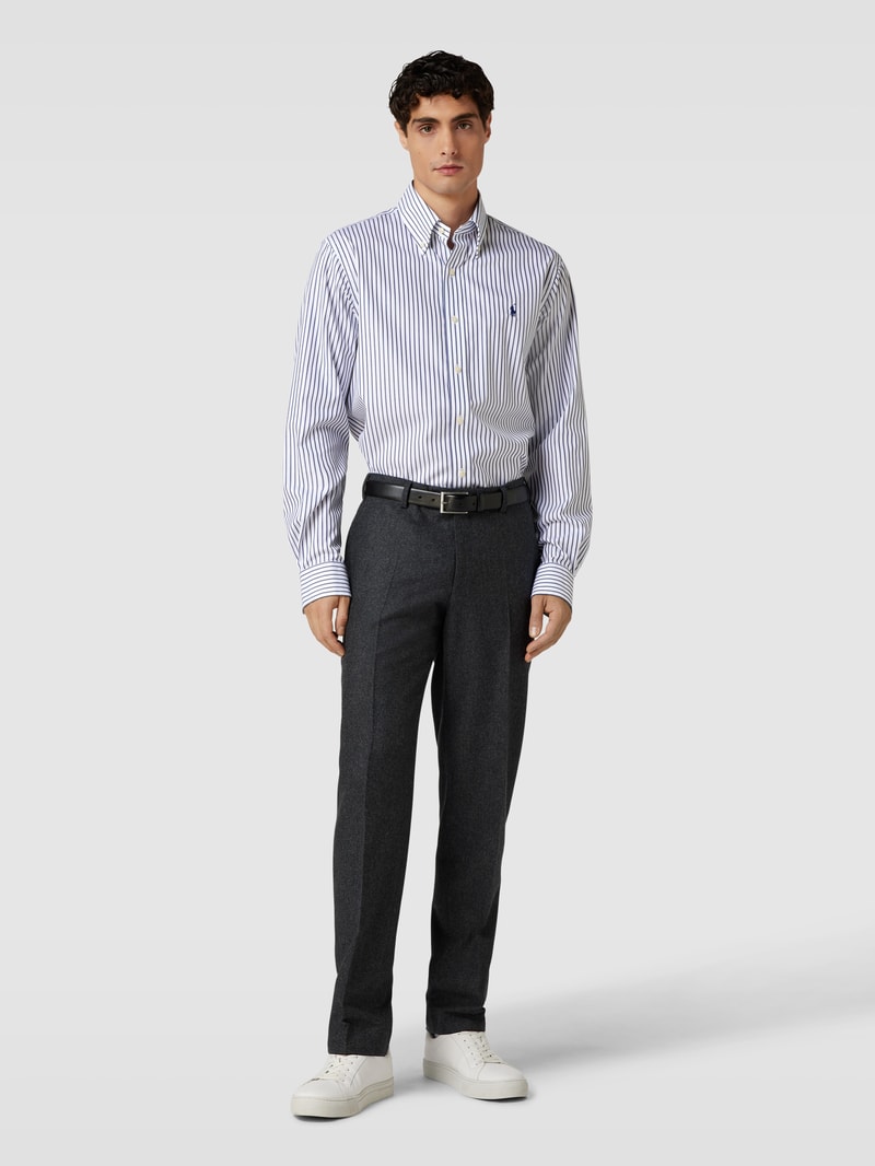 Regular Fit Business-Hemd mit Streifenmuster in royalblau