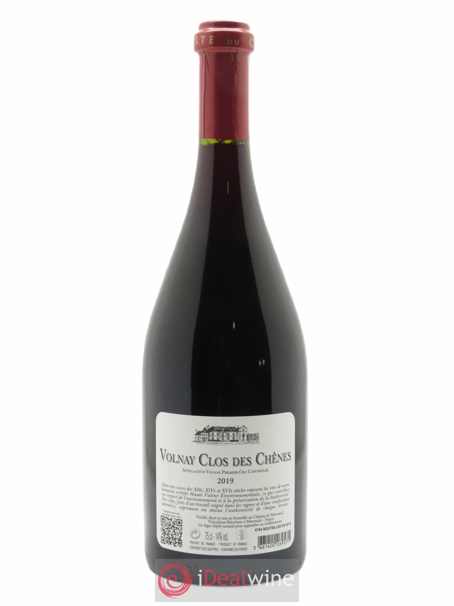 Volnay 1er Cru Clos des Chênes Château de Meursault  2019 - Lot de 1 Bouteille