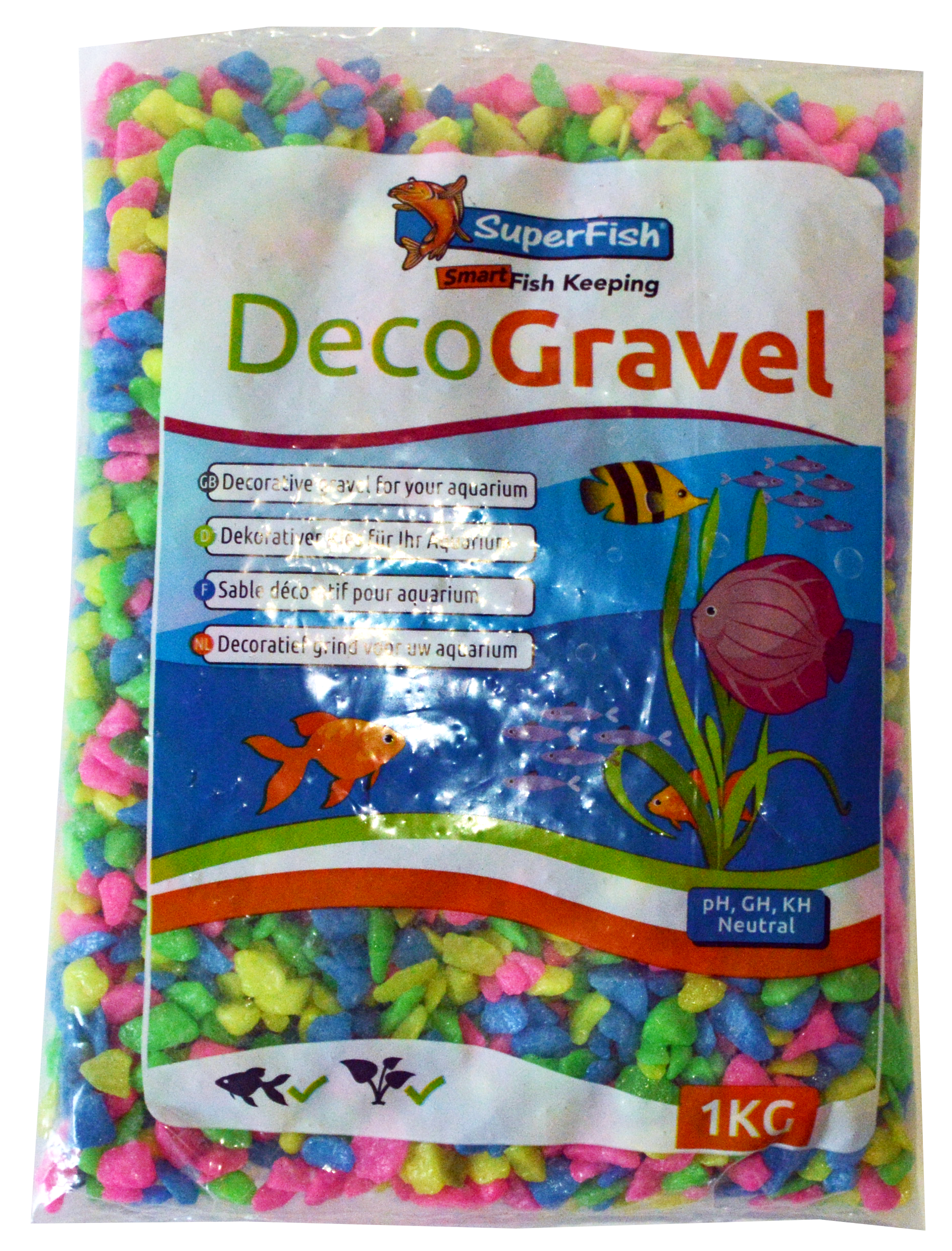 Super Fish Dekoration Super Fish Kies 1Kg neon mix