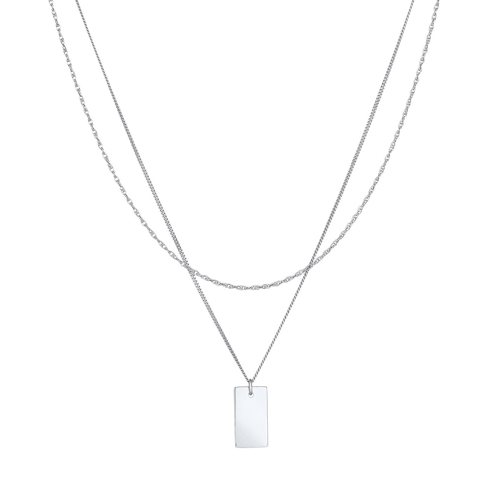 Elli Elli Collier Mesdames Pendentif Rectangle Torsadé Basic Minimal Tendance en argen collier