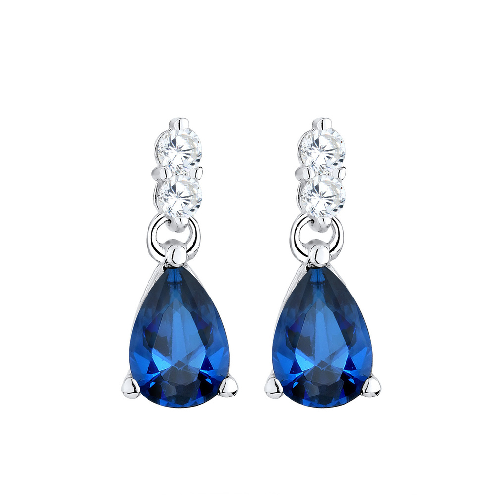 Elli Elli Boucles d'Oreilles Femmes Goutte avec Cristaux de Zirconium et Saphir Synthé Boucles d'oreilles