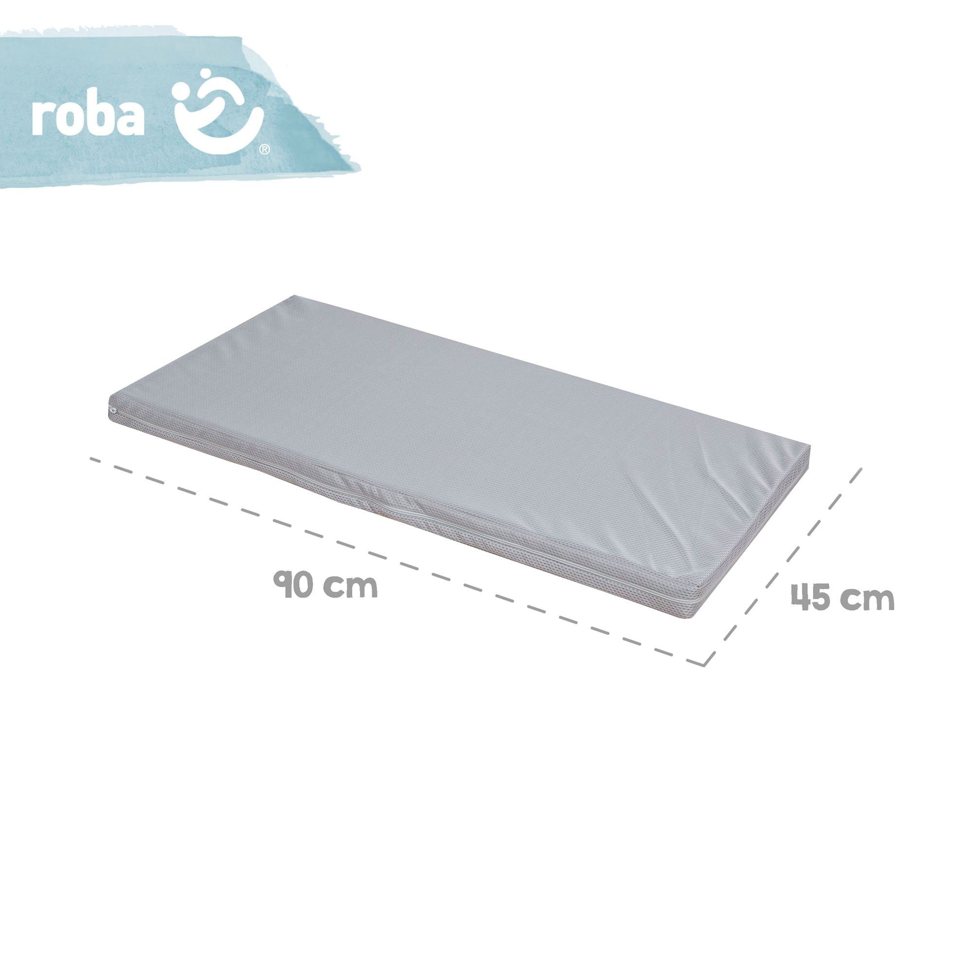 roba® Stubenbett 3in1 roba Style, weiß/silbergrau, mit 4 Rollen, Matratze, Nestchen und Sicherheitsbarriere