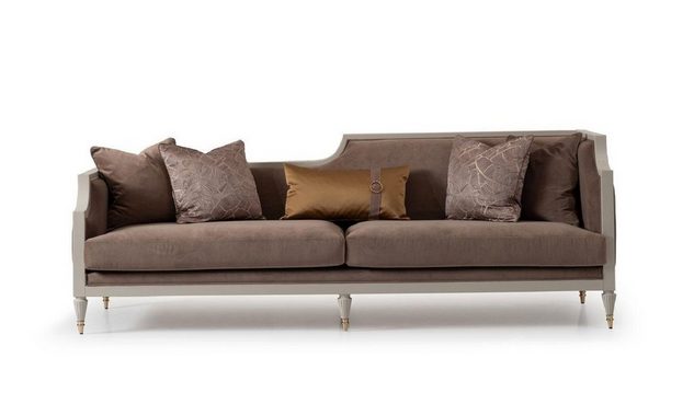 JVmoebel Wohnzimmer-Set Couchgarnitur Viersitzer 4 Sitz Couchtisch Stoffsofa Sessel Braun 4tlg, (4-St., 2x Sofa 4 Sitzer + 1x Sessel + 1x Couchtisch), Made in Europa
