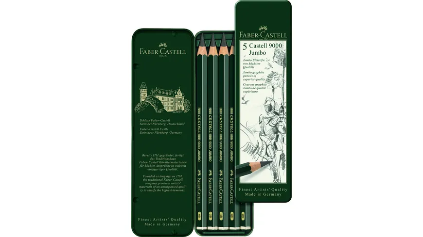 FABER-CASTELL Bleistift Castell 9000 Jumbo 5er Etui