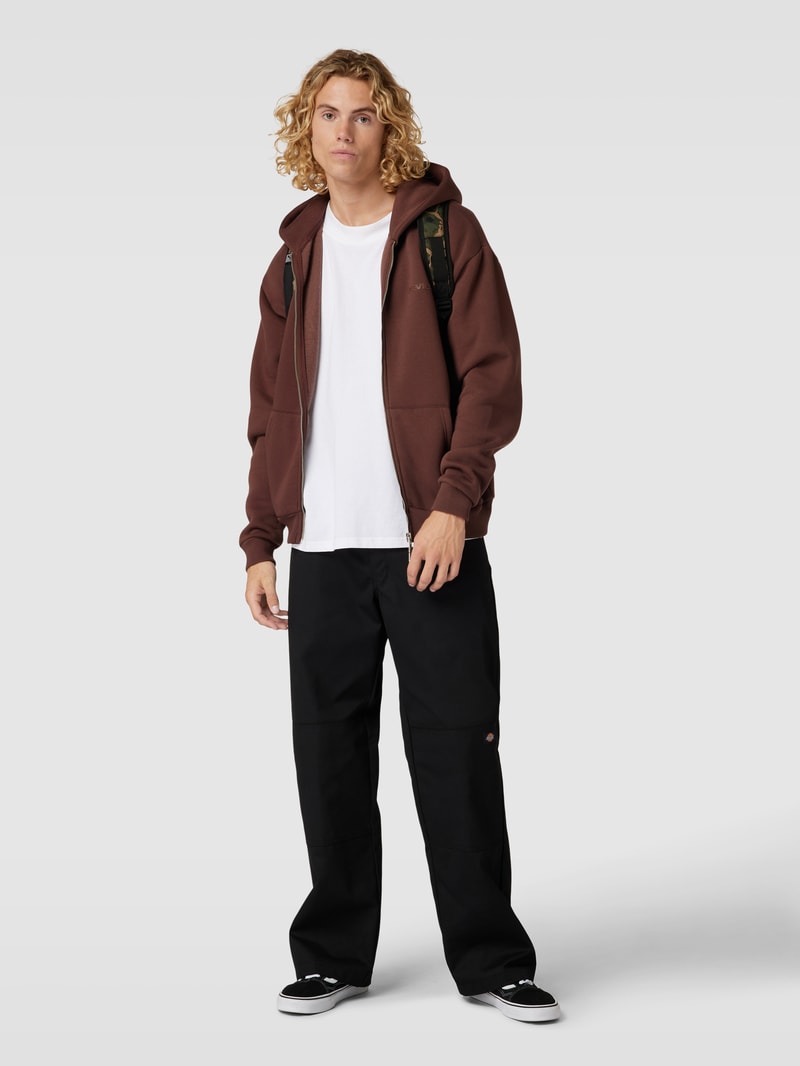 Sweatjacke mit Kapuze in dunkelbraun
