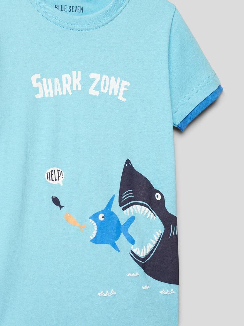 T-Shirt mit Motiv-Print in helltürkis