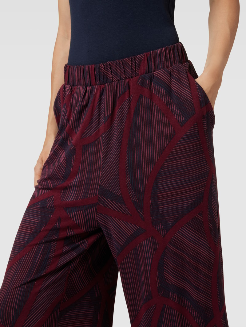 Stoffhose mit elastischem Bund in bordeaux rot