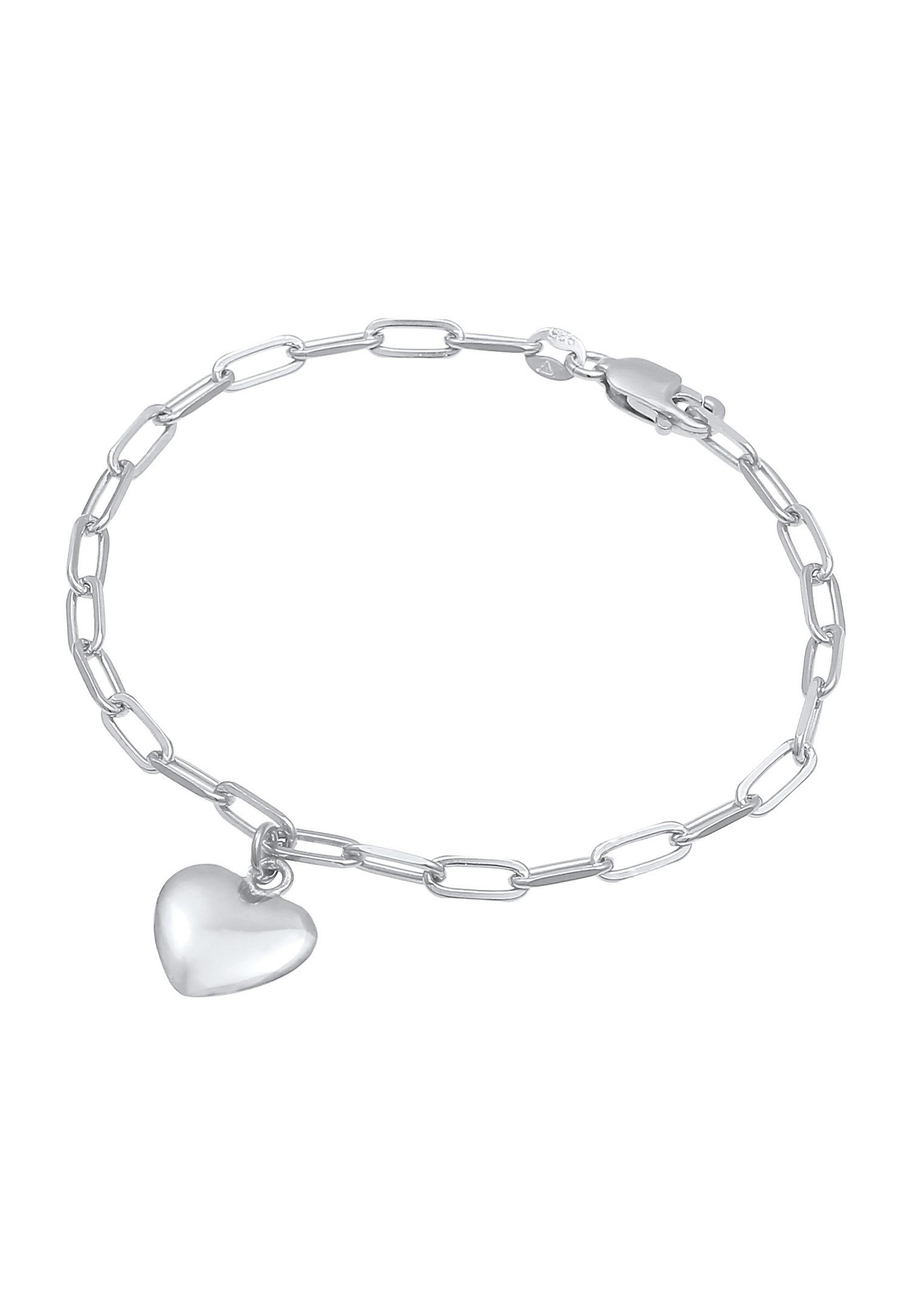 Elli Tendance, cadena ovalada para mujer con forma de corazón y eslabones de plata de ley 925.