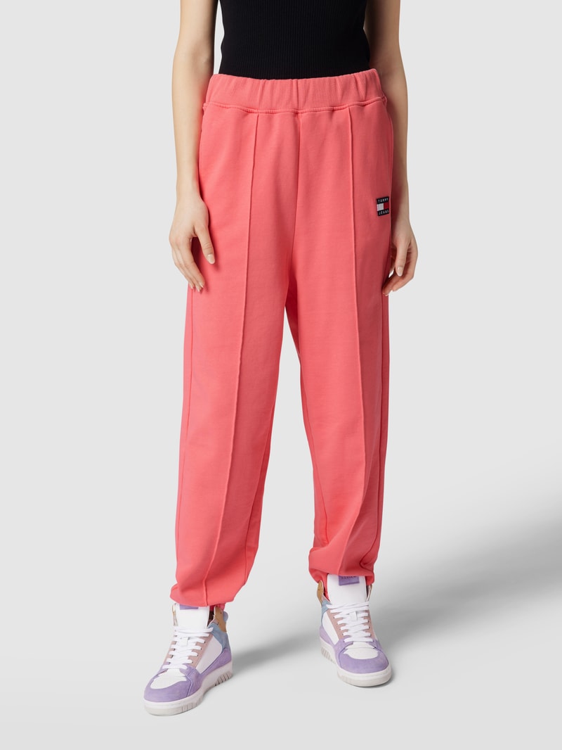 Sweatpants mit Label-Patch in pink