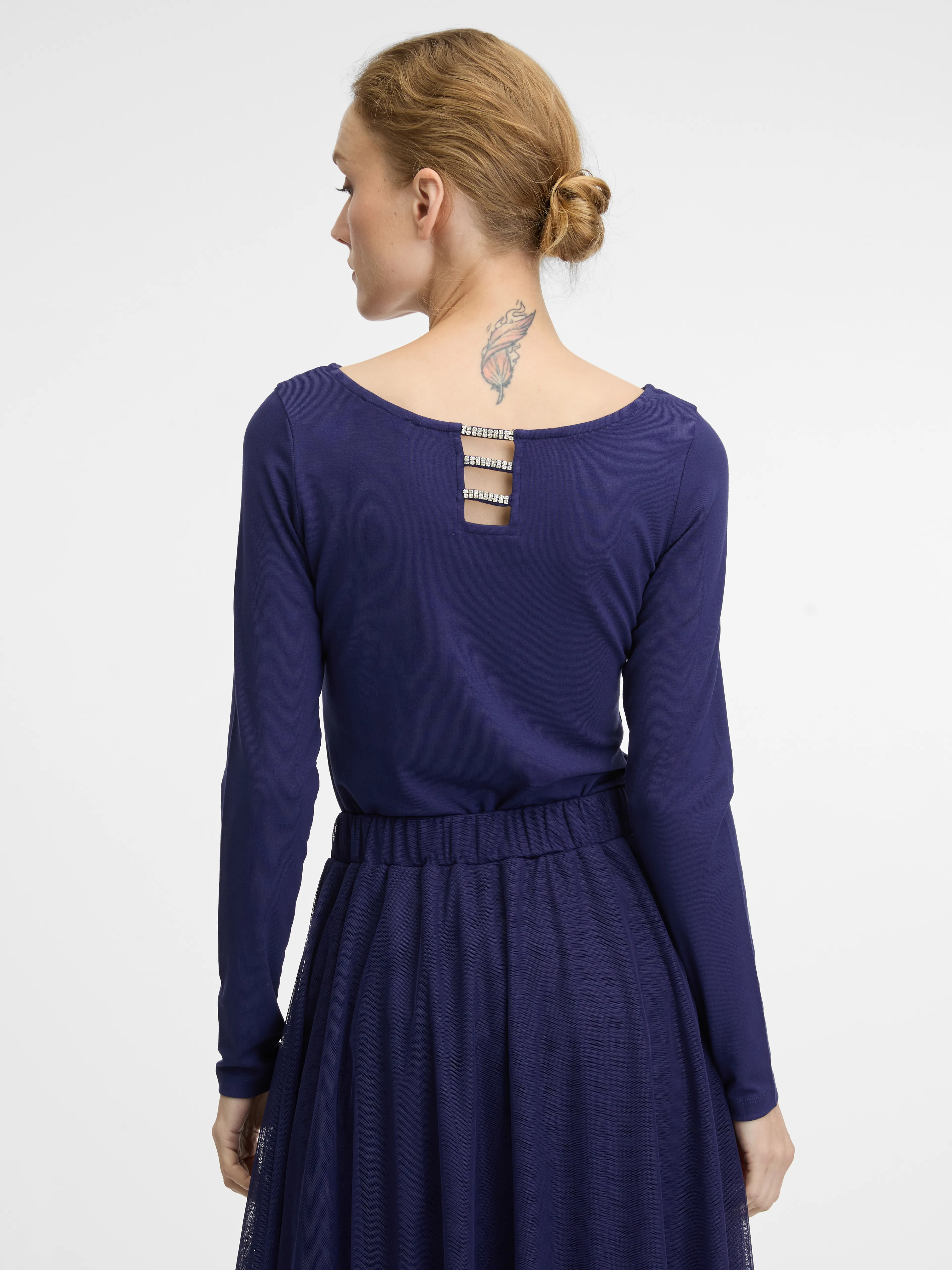 Dunkelblaues Damen-Langarmshirt ORSAY