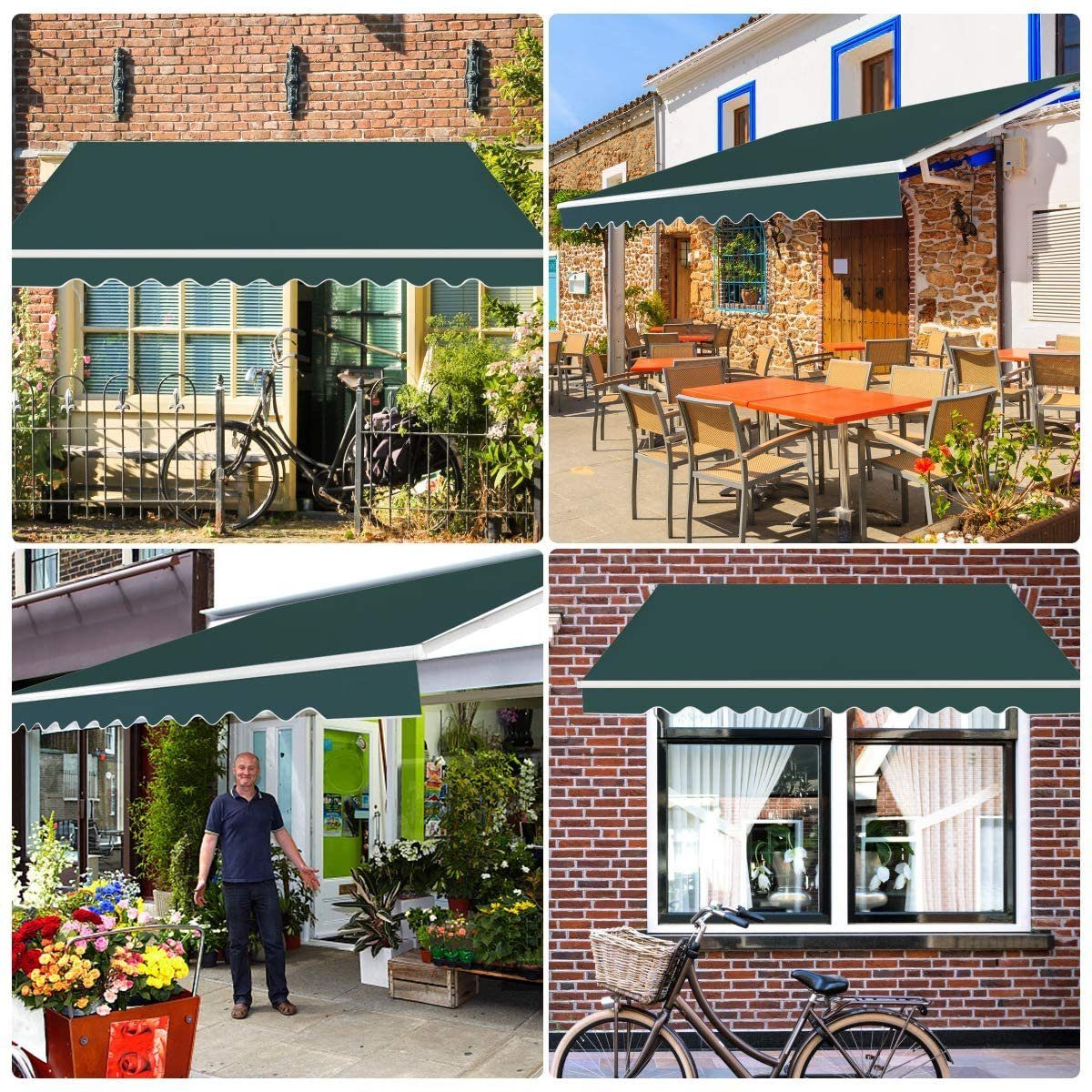 COSTWAY Markise Sonnenmarkise mit Kurbel, Sonnenschutz, 2,5 x 2 m