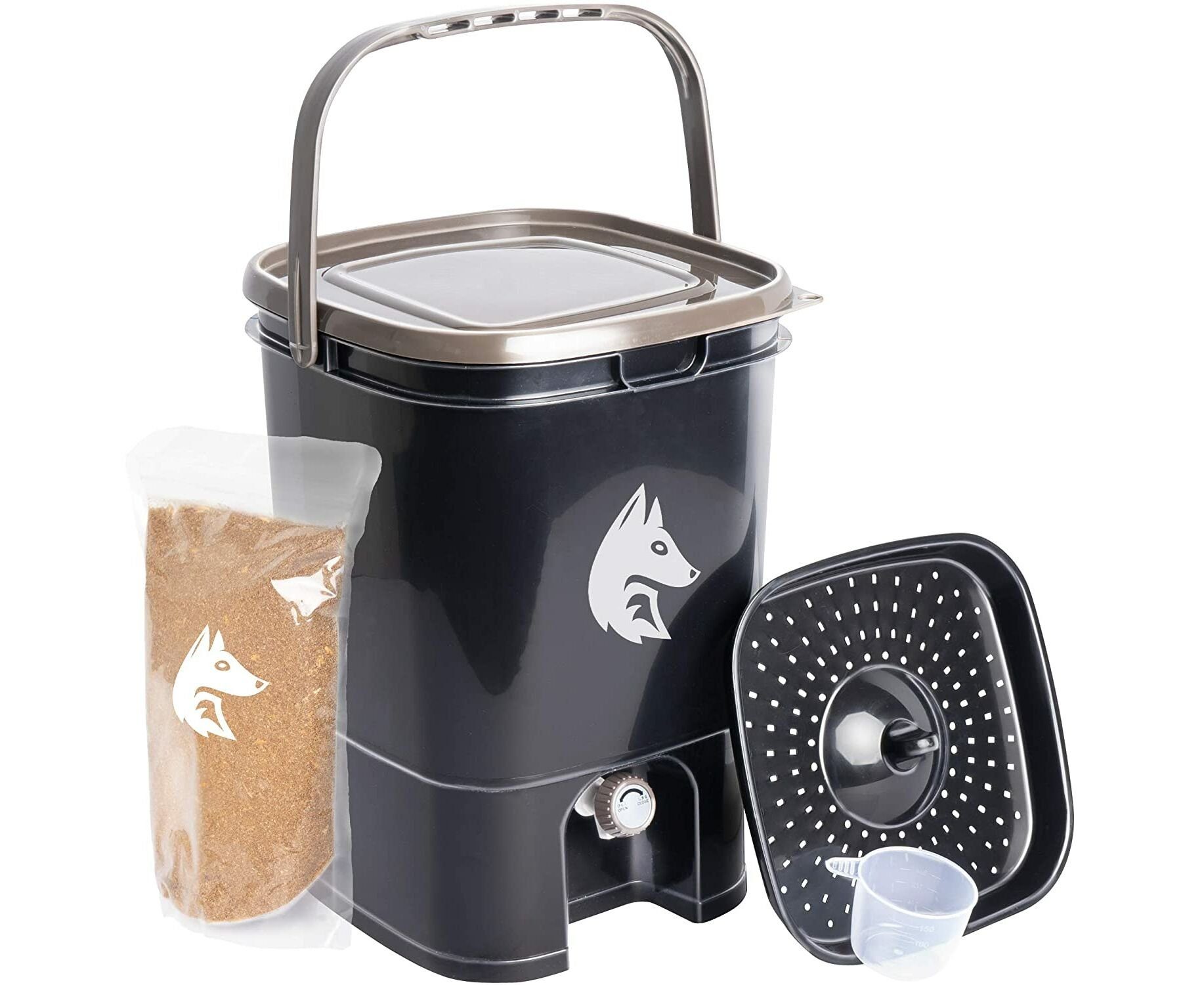 FairFox Schnellkomposter FairFox Bokashi Starter-Set (Kompostbehälter Küche), (Starter Set, Das Set beinhaltet alles Wichtige, dass du zum direkten starten brauchst), Einfach in deiner Küche oder auf dem Balkon deinen Bioabfall mit dem Bokashi Eimer