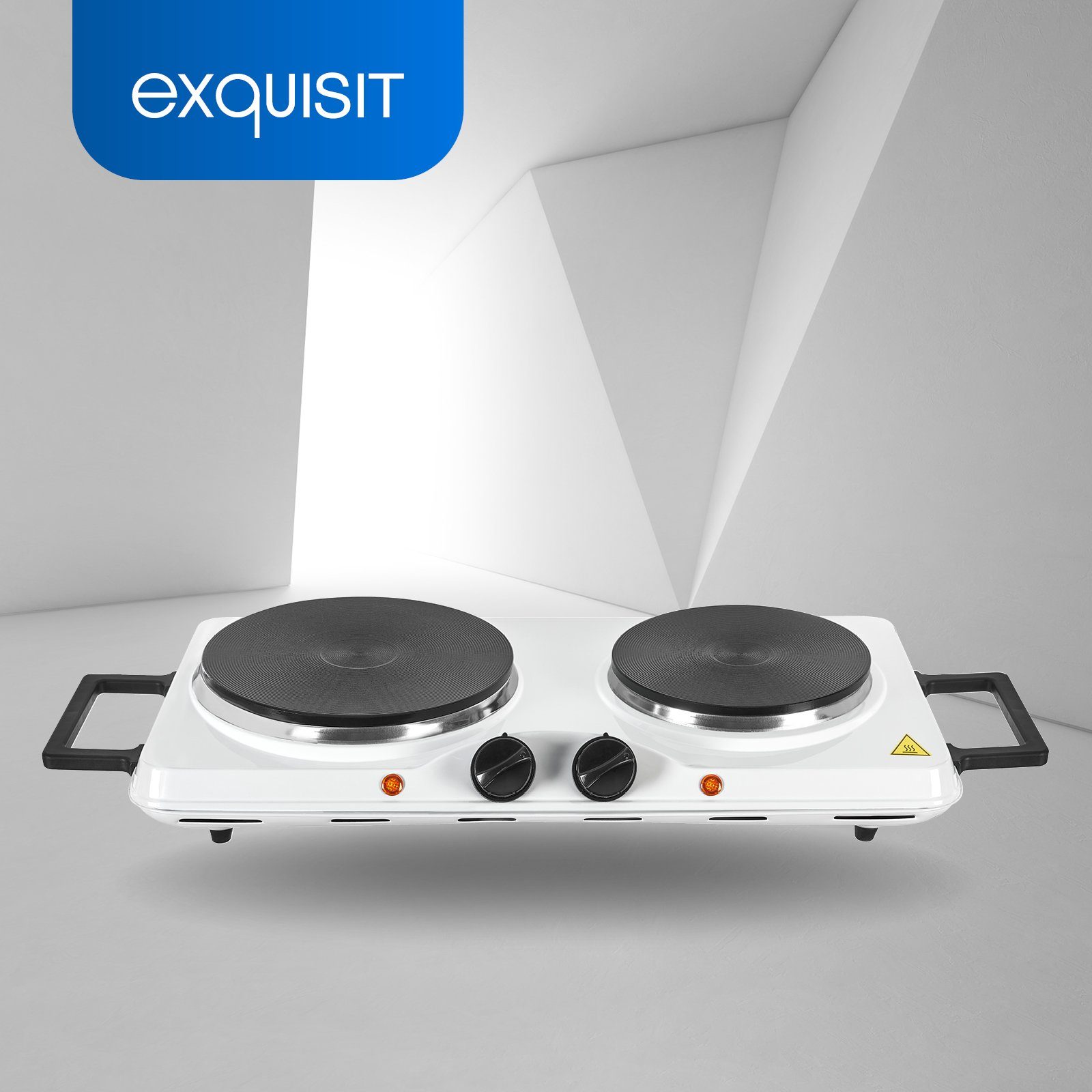 exquisit Doppelkochplatte KP 3202, 2500 W, Massekochfeld, 2 Kochzonen, flexibles Kochen überall