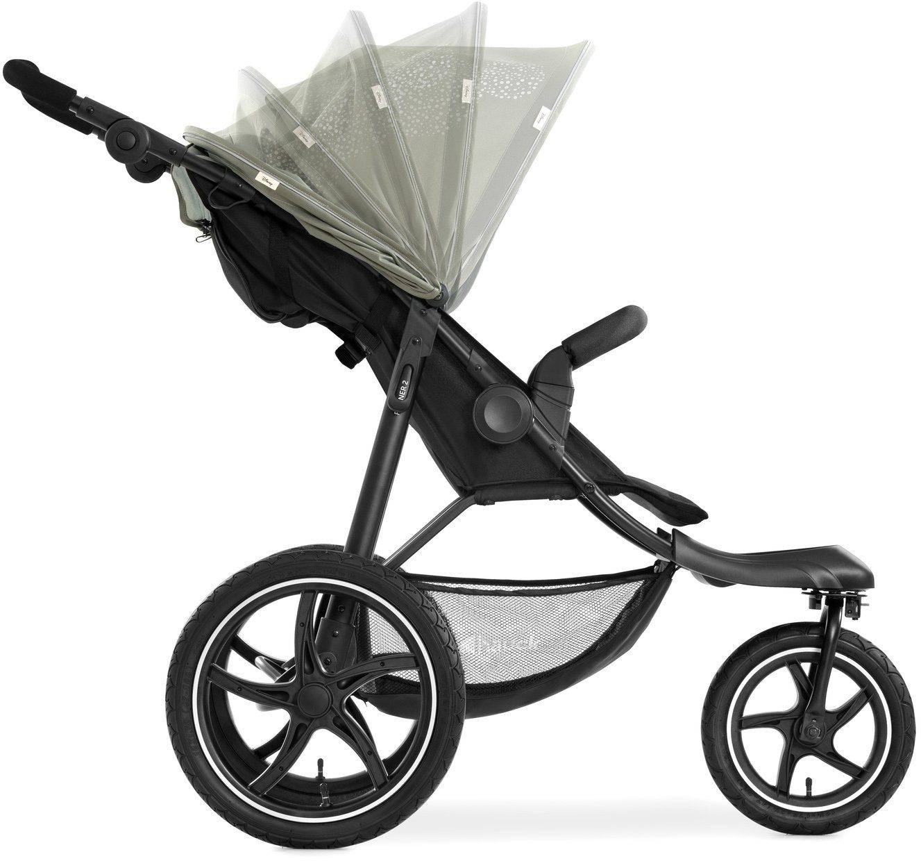 Hauck Dreirad-Kinderwagen Runner 2 Mickey Mouse olive, Kinderwagen, Jogger mit schwenk- und feststellbarem Vorderrad
