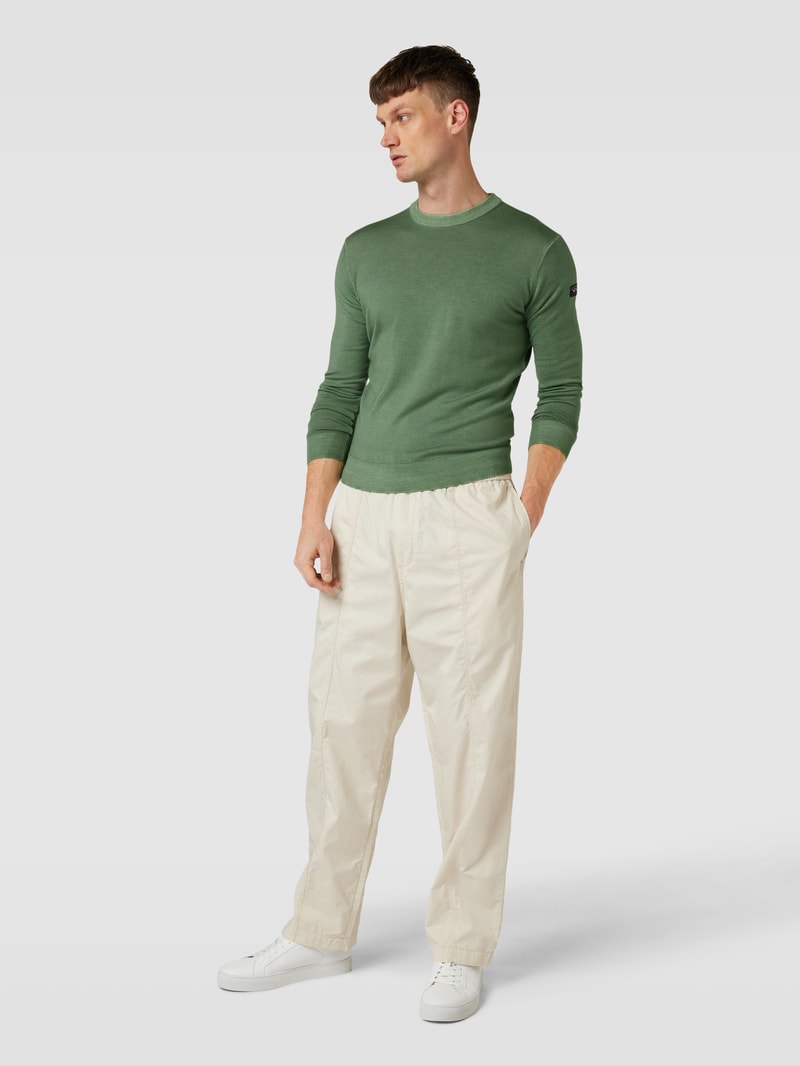 Strickpullover aus Schurwolle mit Rundhalsausschnitt in grün